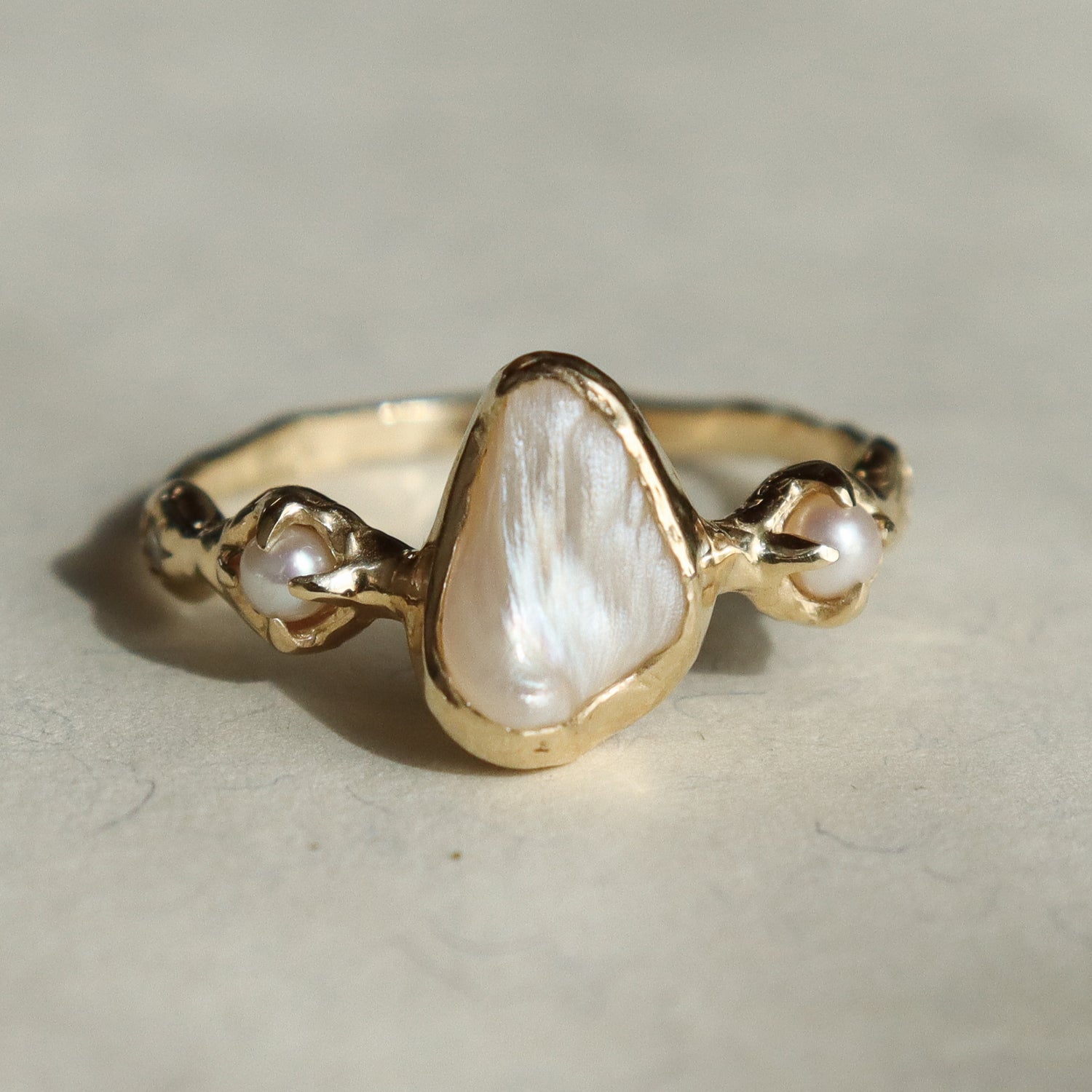 Nerida Ring | Pearls, Diamonds 14k Gold