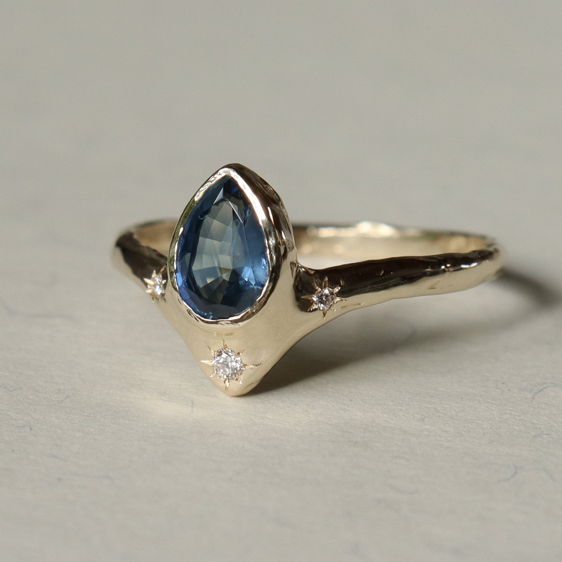 Custom Montana Sapphire Reign of Light Engagement Ring