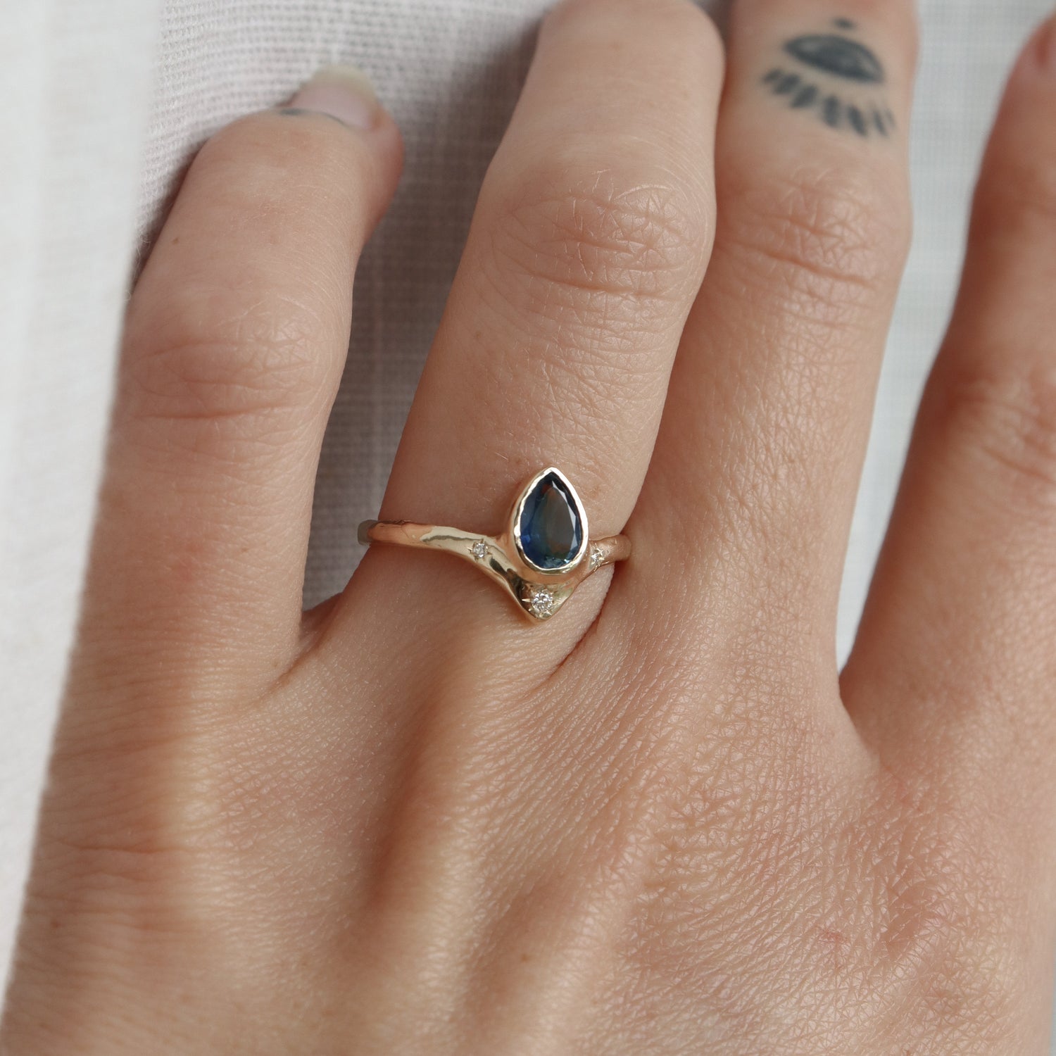 Custom Montana Sapphire Reign of Light Engagement Ring