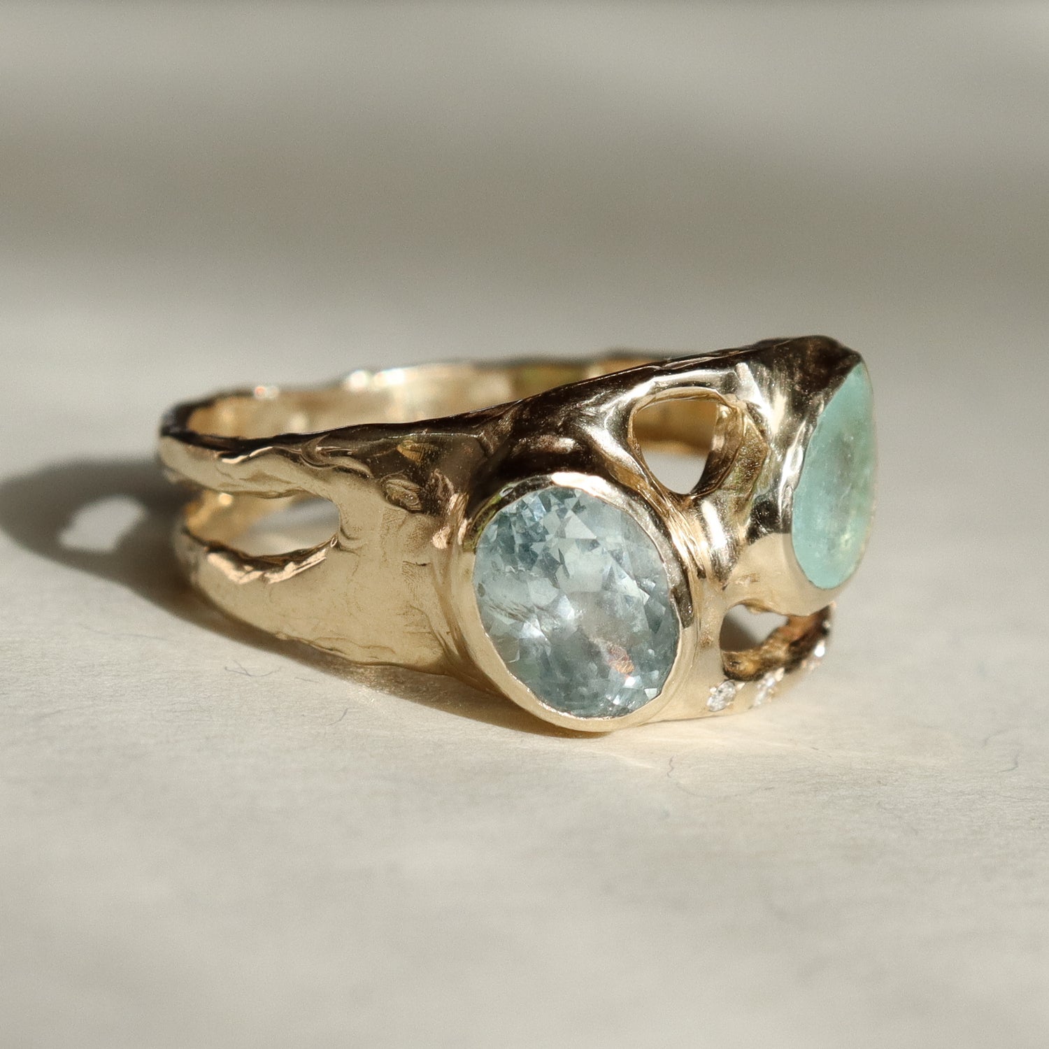 Atlantean Tides | Paraiba Tourmaline, Montana Sapphire, Diamonds, 14k Gold
