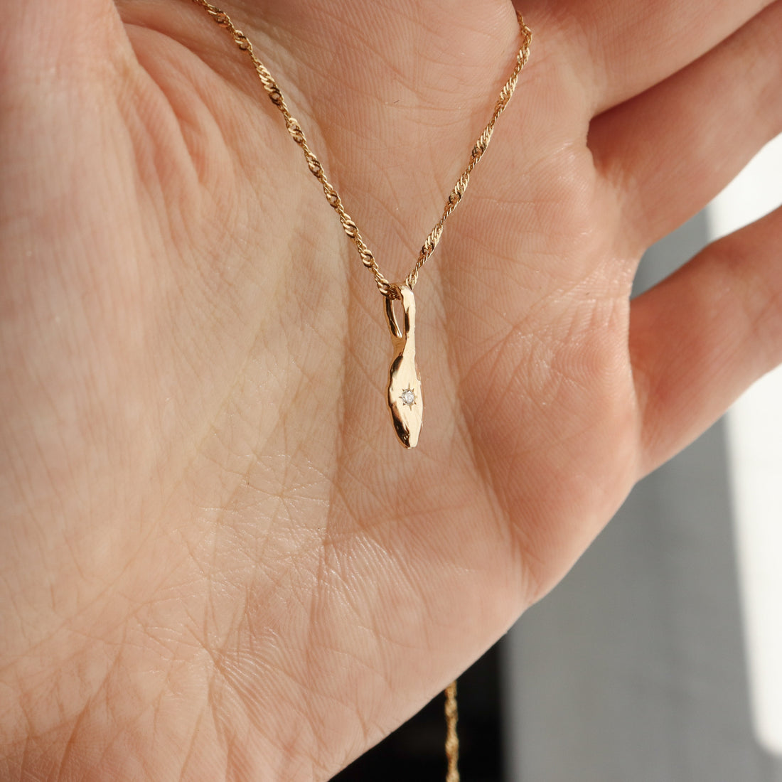 Star Droplet Charm | Diamond, 14k Gold