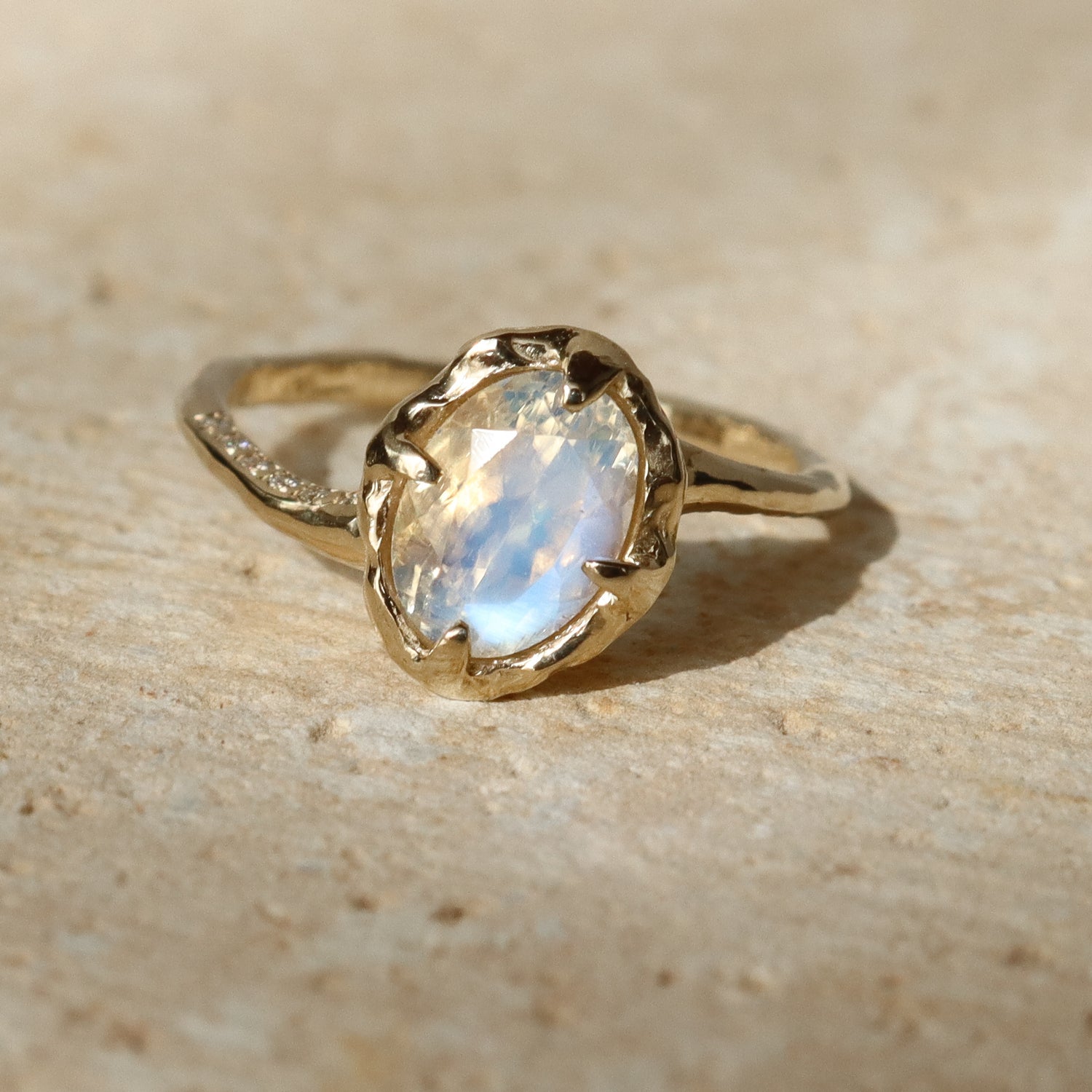 Wake of Stars | Moonstone, Diamonds, 14k Gold