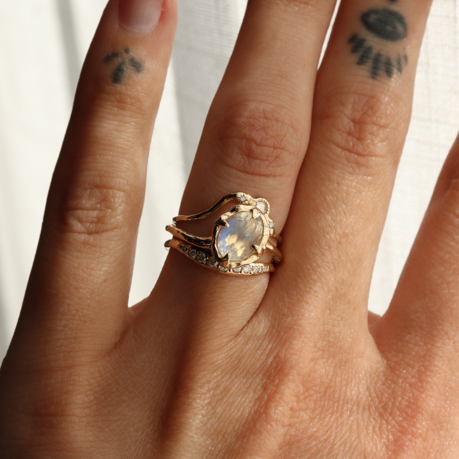 Wake of Stars | Moonstone, Diamonds, 14k Gold