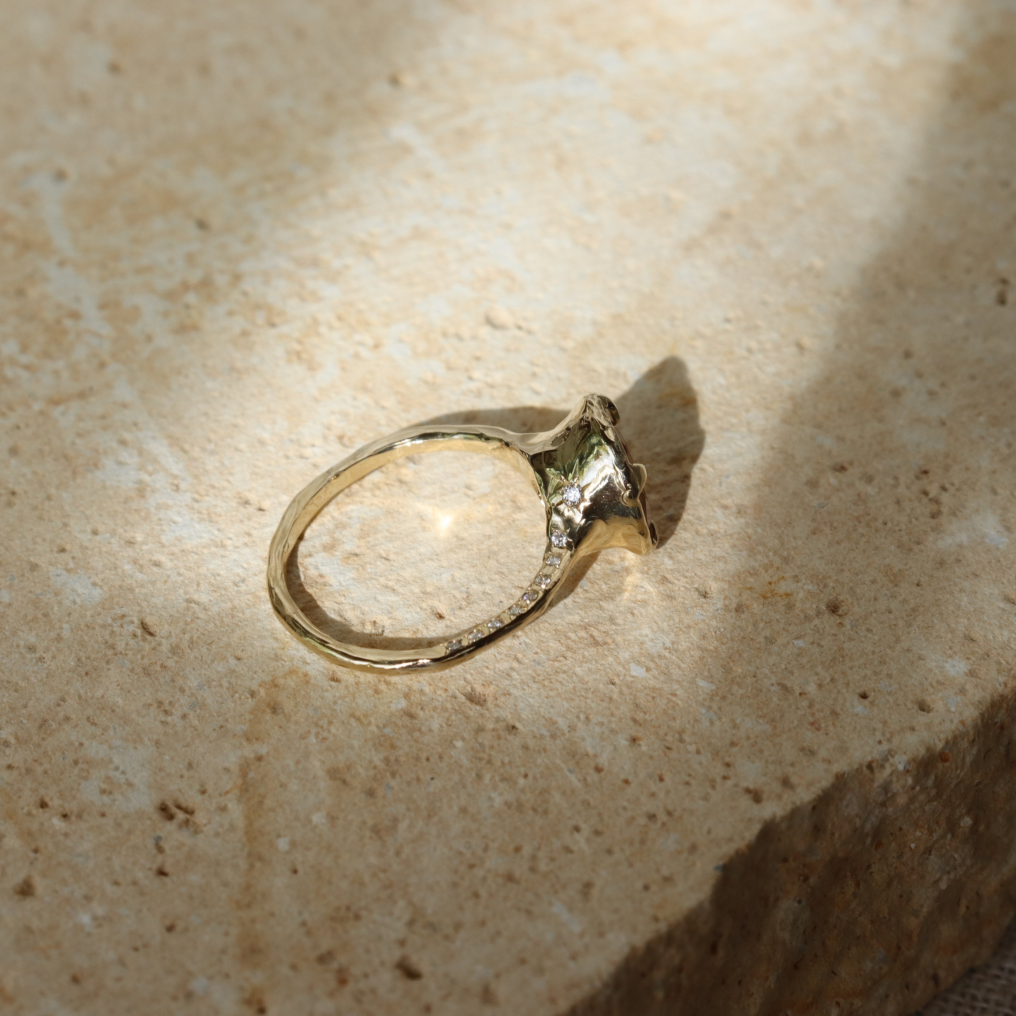 Wake of Stars | Oregon Sunstone, Diamonds, 14k Gold