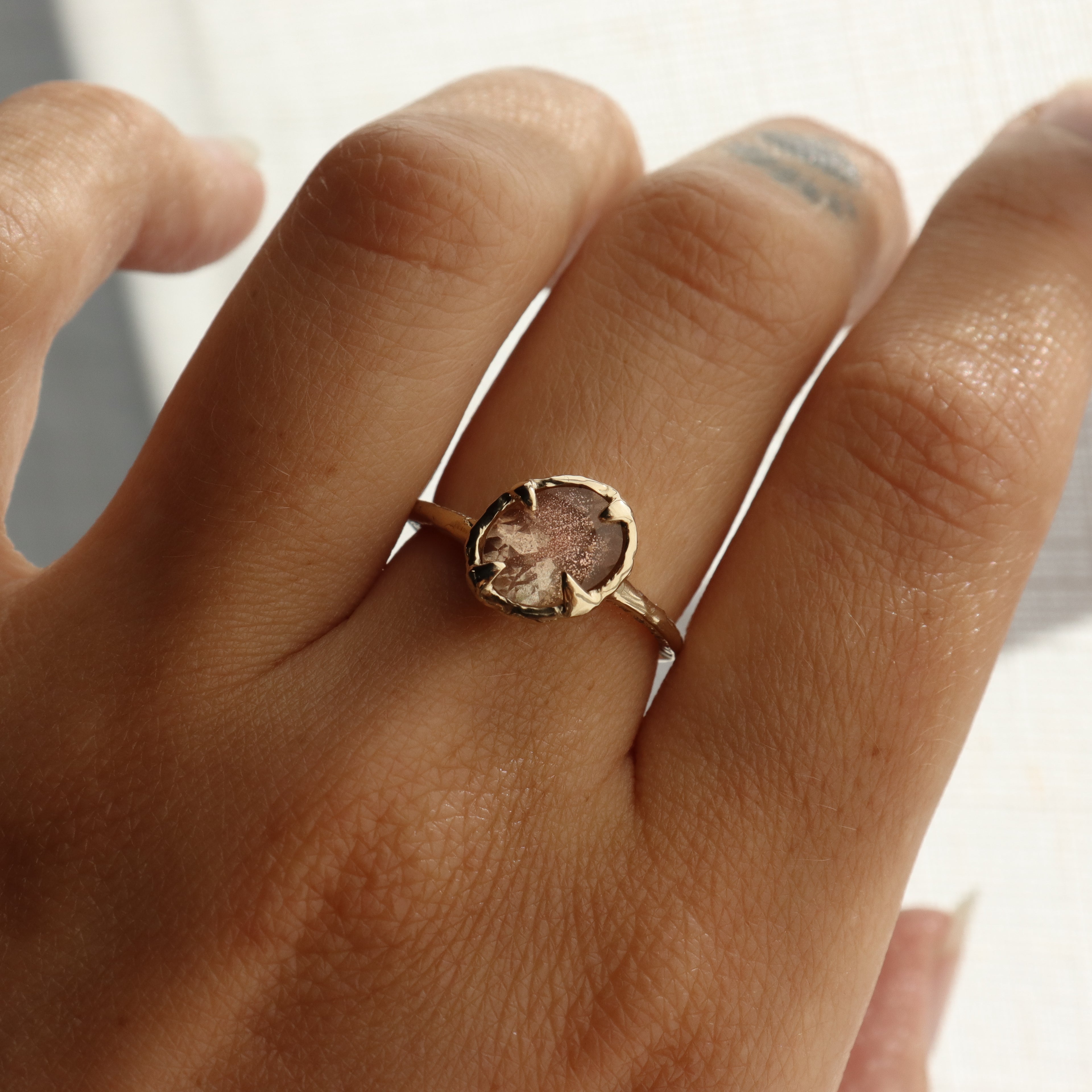 Wake of Stars | Oregon Sunstone, Diamonds, 14k Gold