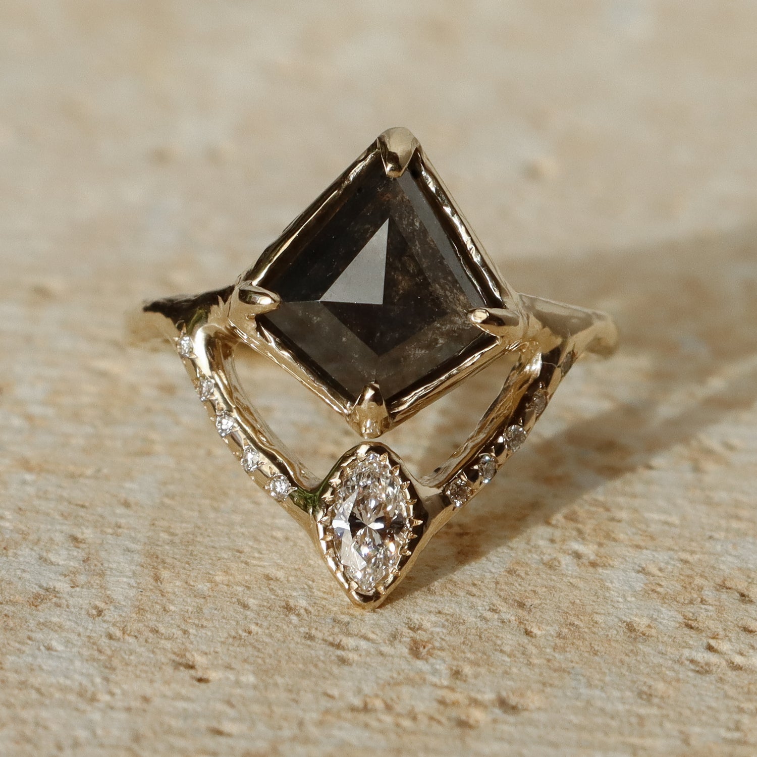 Reflections Ring | Salt and Pepper Diamond, White Diamonds, 14k Gold