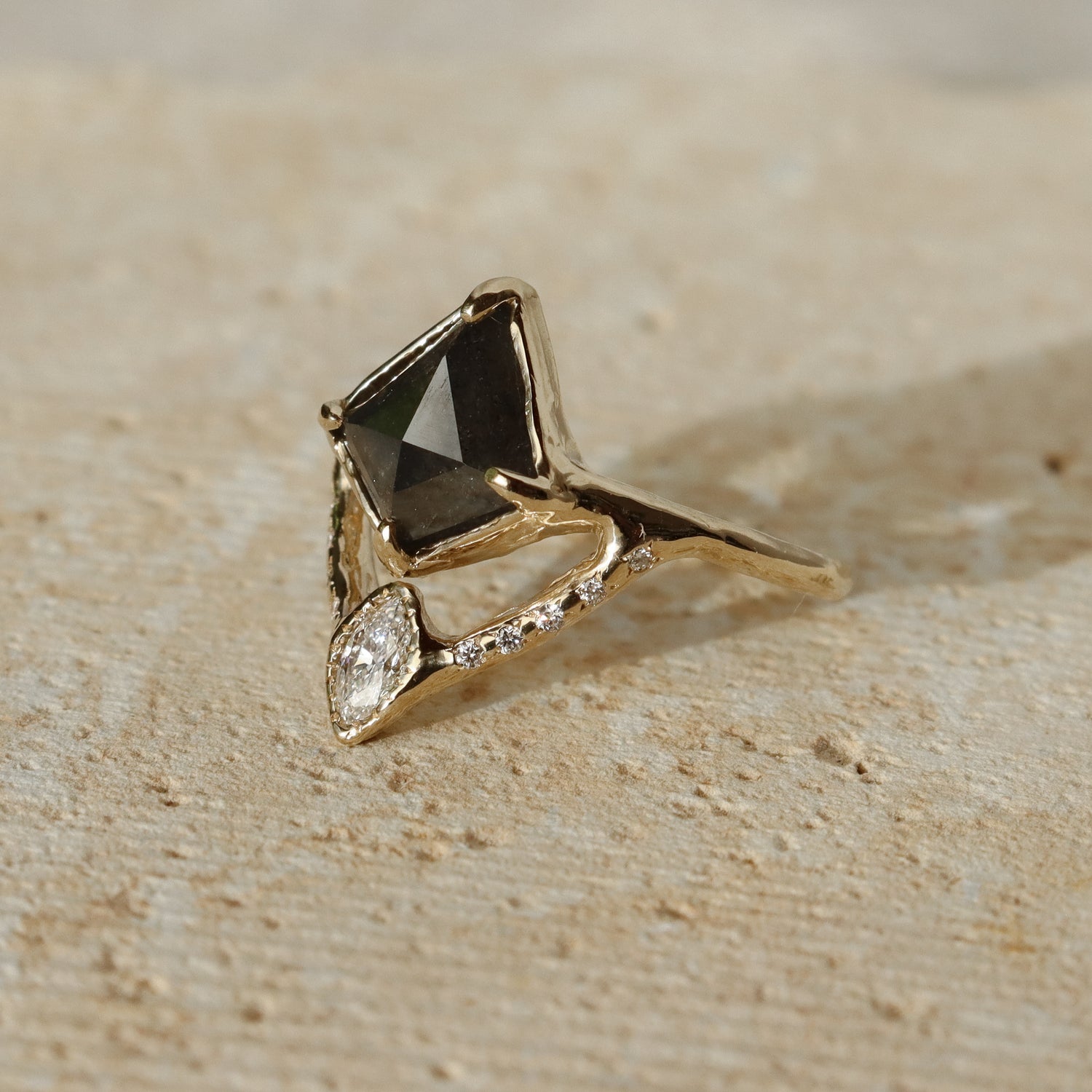 Reflections Ring | Salt and Pepper Diamond, White Diamonds, 14k Gold