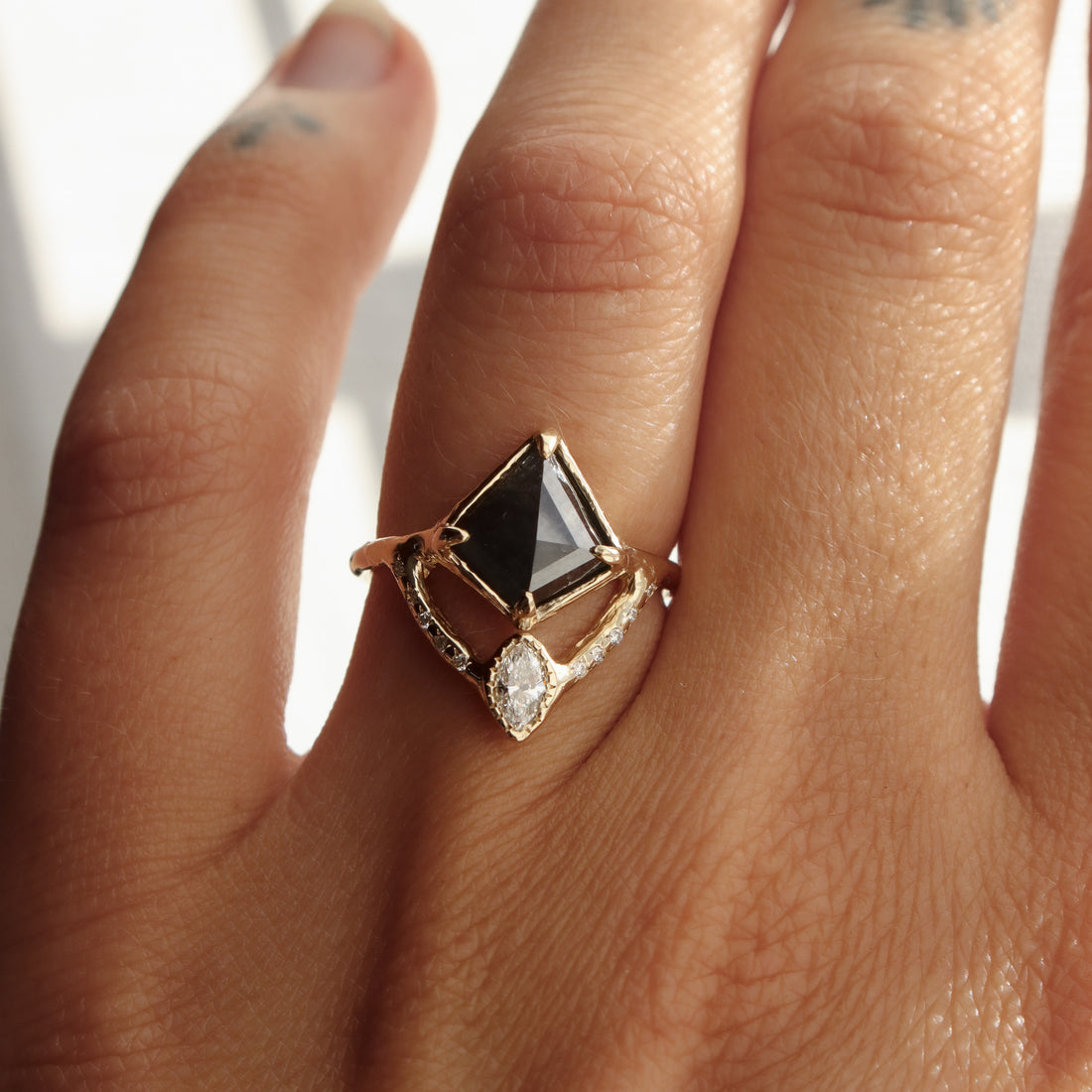 Reflections Ring | Salt and Pepper Diamond, White Diamonds, 14k Gold