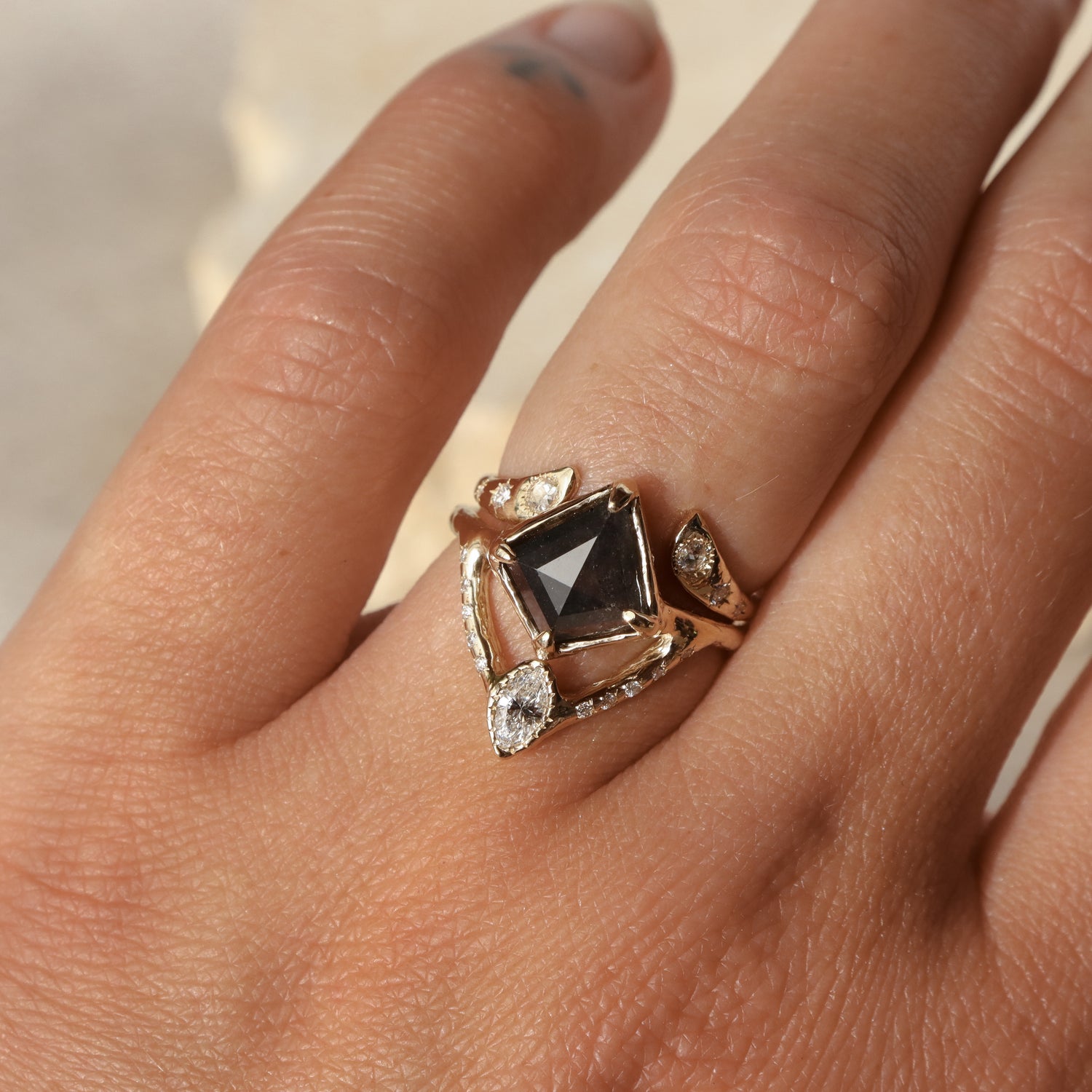 Reflections Ring | Salt and Pepper Diamond, White Diamonds, 14k Gold