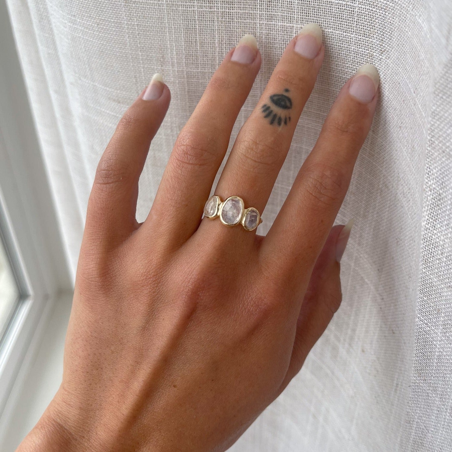 Trio Ring | Moonstone, 14k Gold
