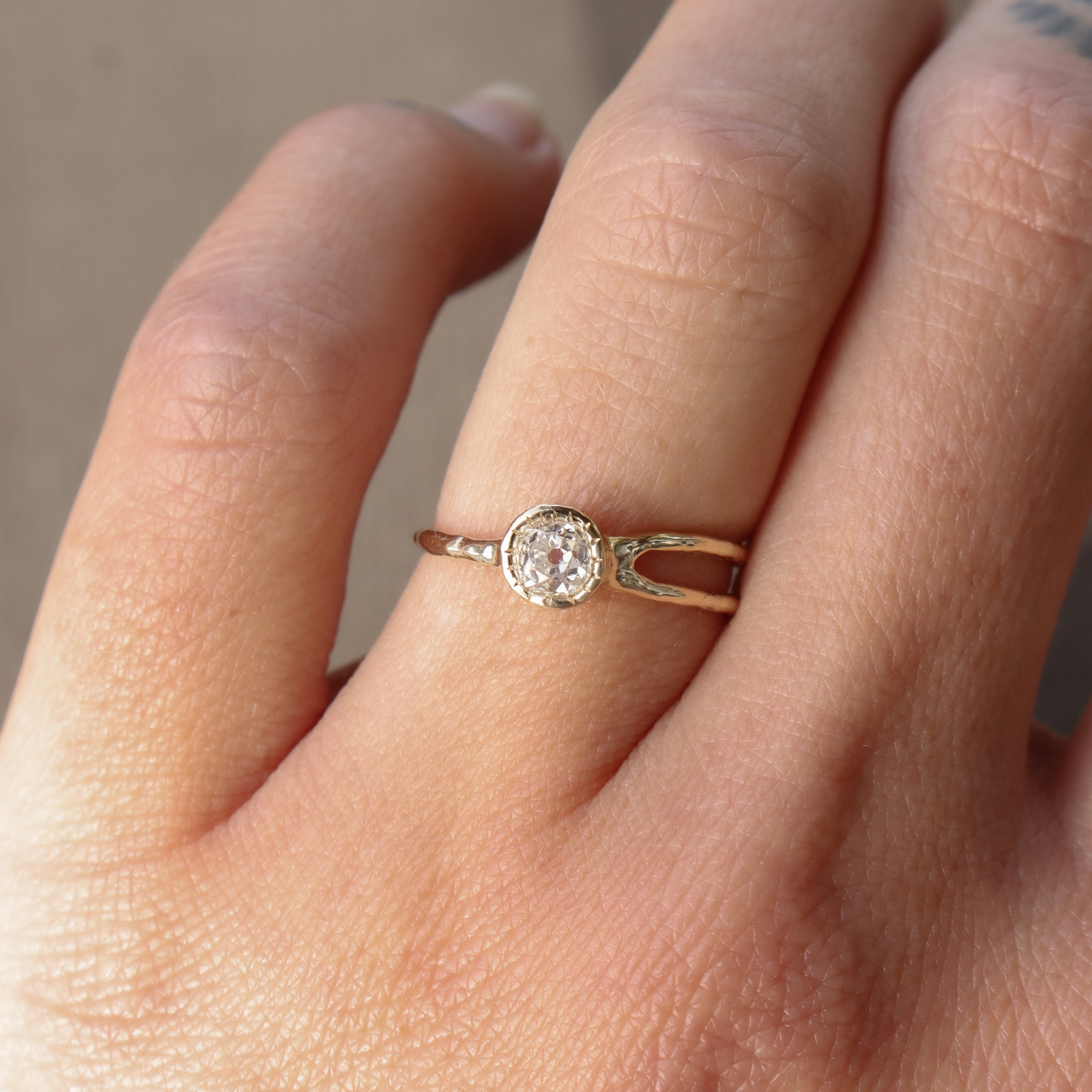 Shooting Star Ring | .36ct Old Mine Diamond