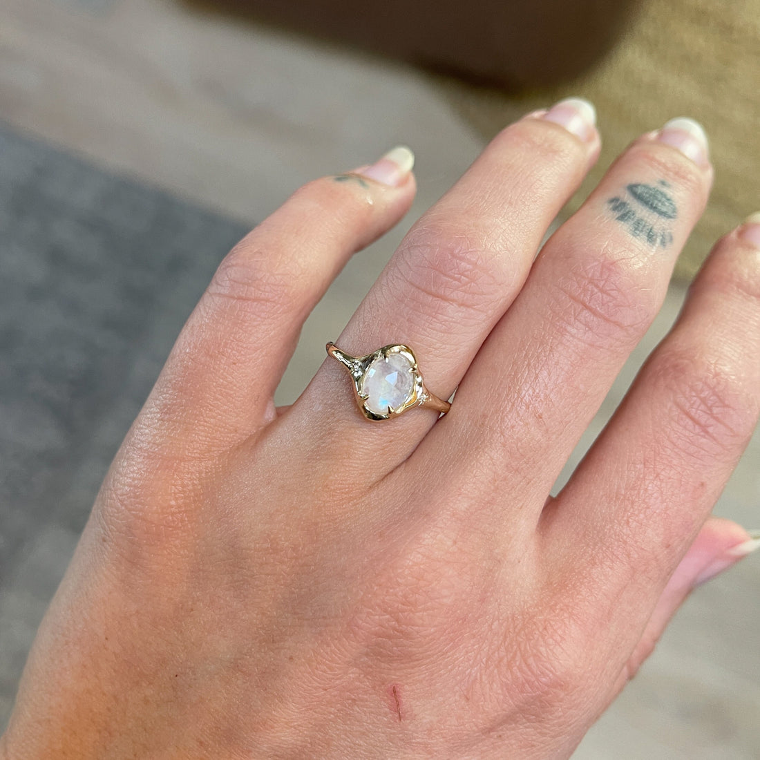 Custom Moonstone Engagement Ring