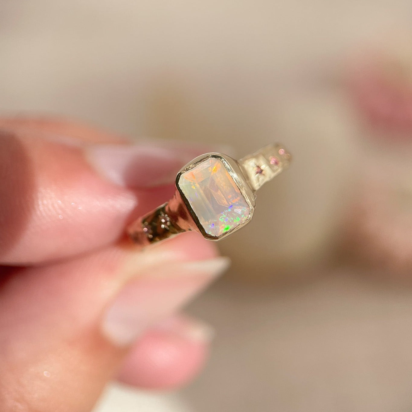 Ethereal Dream Ring | Opal, Ombre Pink Sapphires, 14k Gold