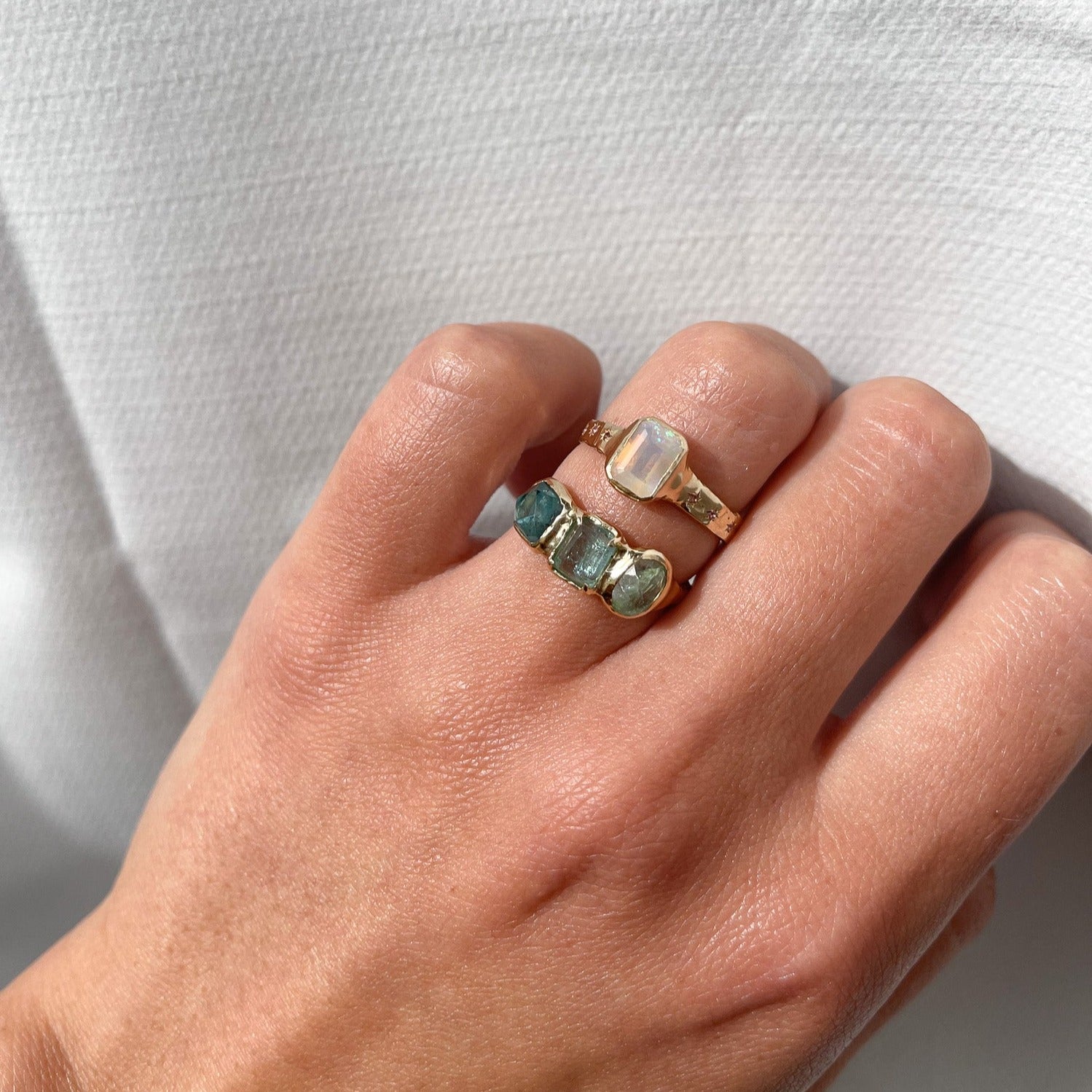 Ethereal Dream Ring | Opal, Ombre Pink Sapphires, 14k Gold