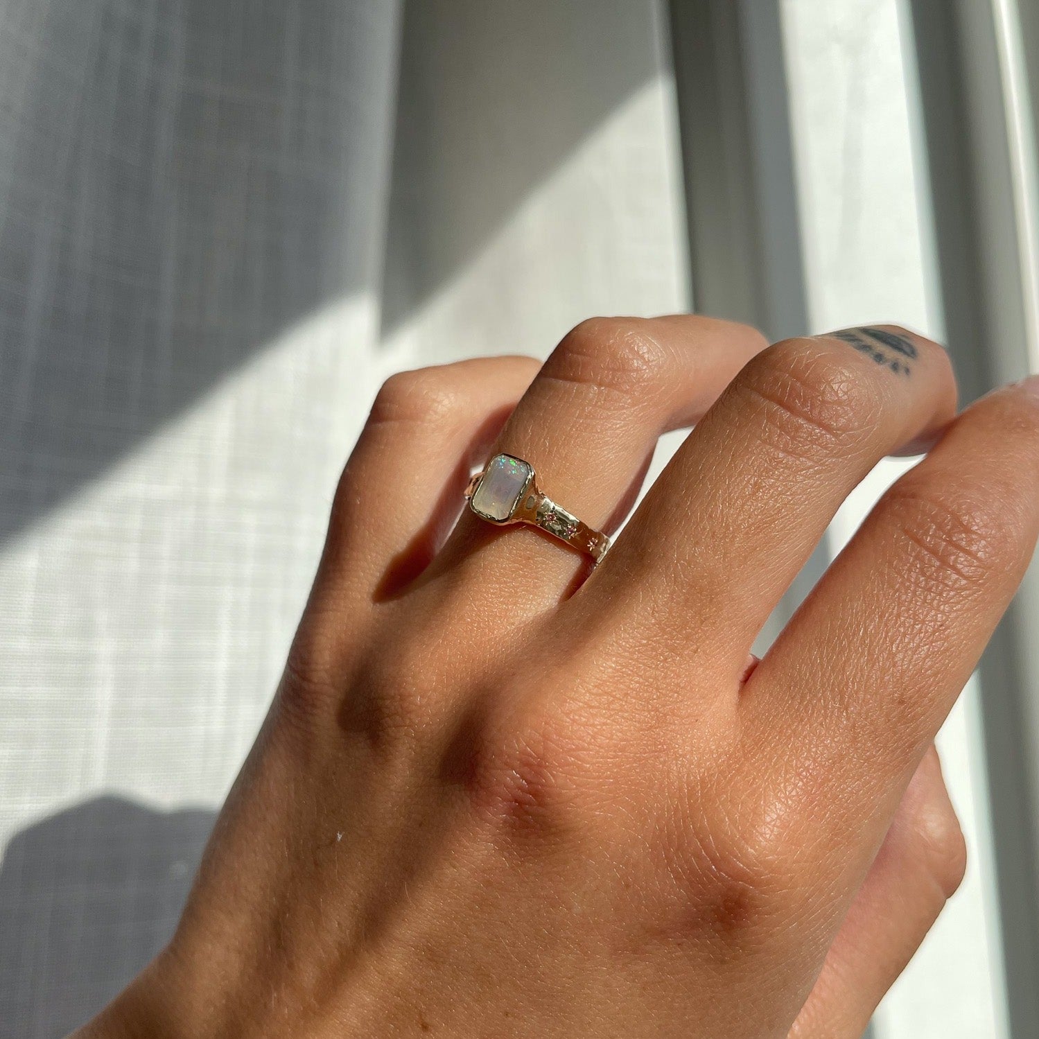 Ethereal Dream Ring | Opal, Ombre Pink Sapphires, 14k Gold