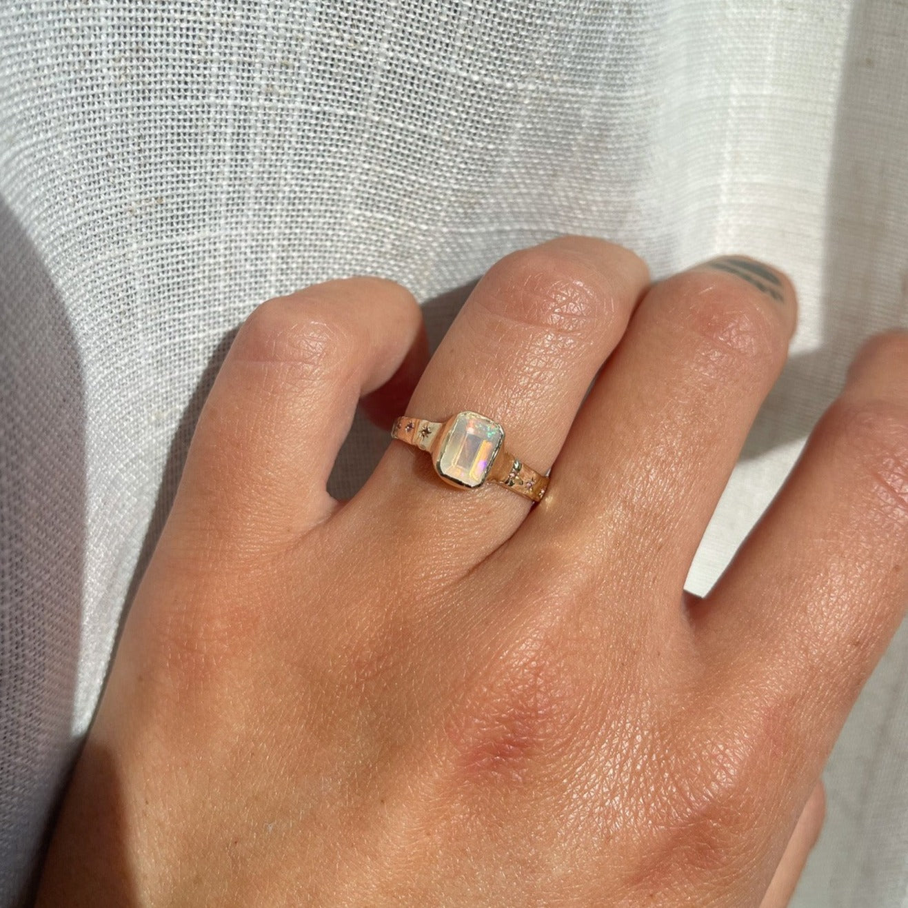 Ethereal Dream Ring | Opal, Ombre Pink Sapphires, 14k Gold