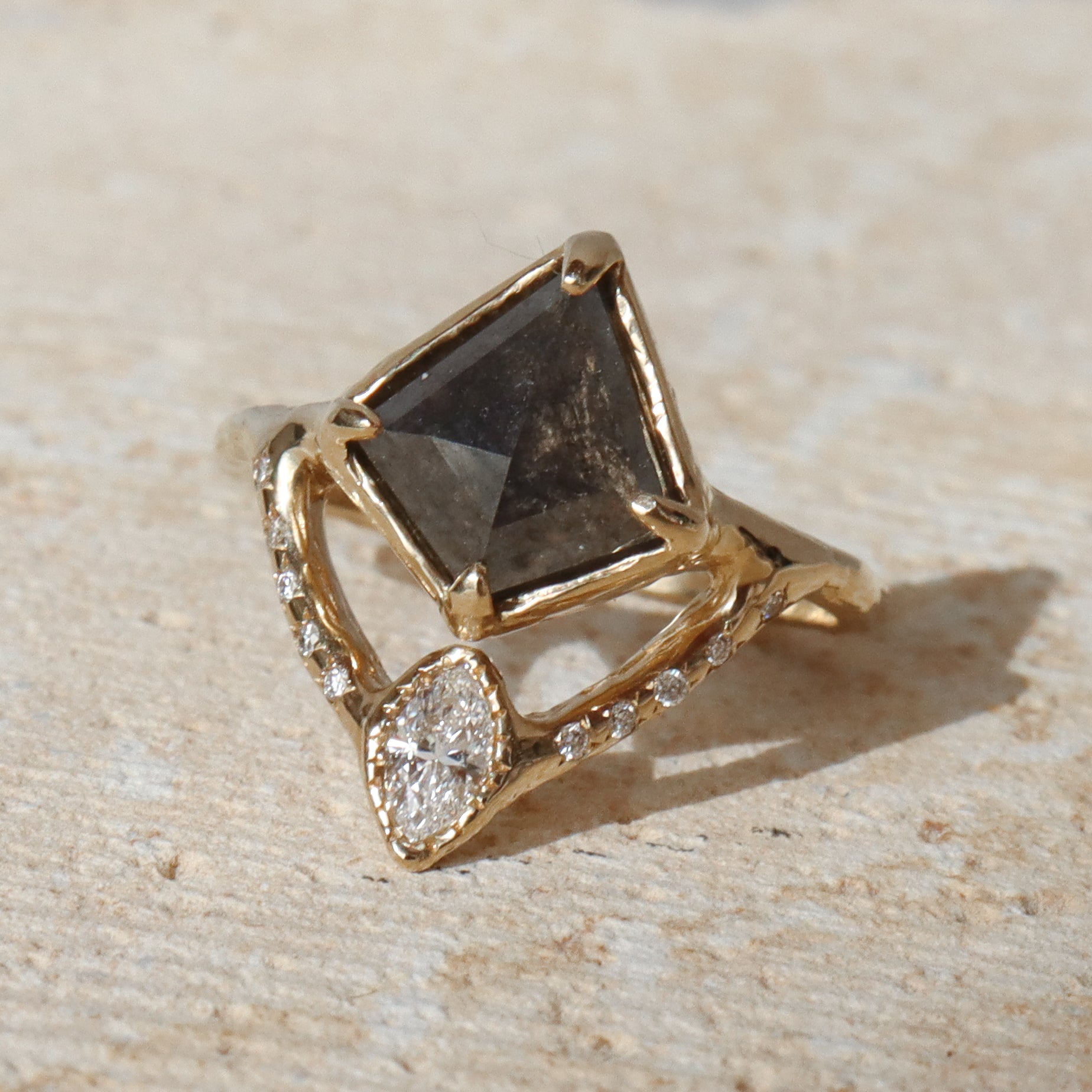 Reflections Ring | Salt and Pepper Diamond, White Diamonds, 14k Gold
