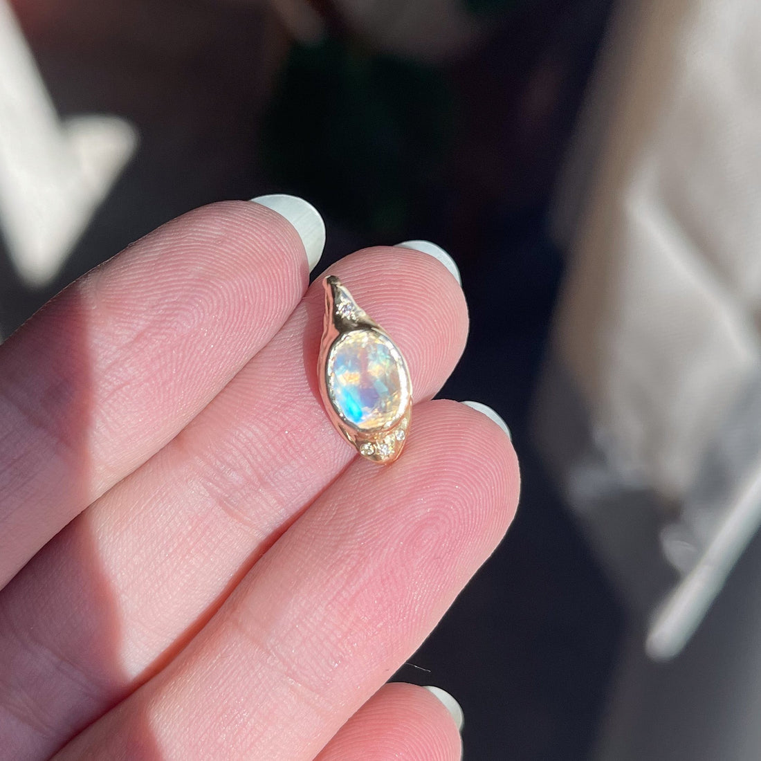 Custom Moonstone and Diamond Necklace