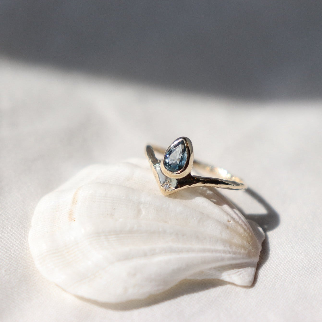 Custom Blue Sapphire Reign of Light Ring and Diamond Stacking Band