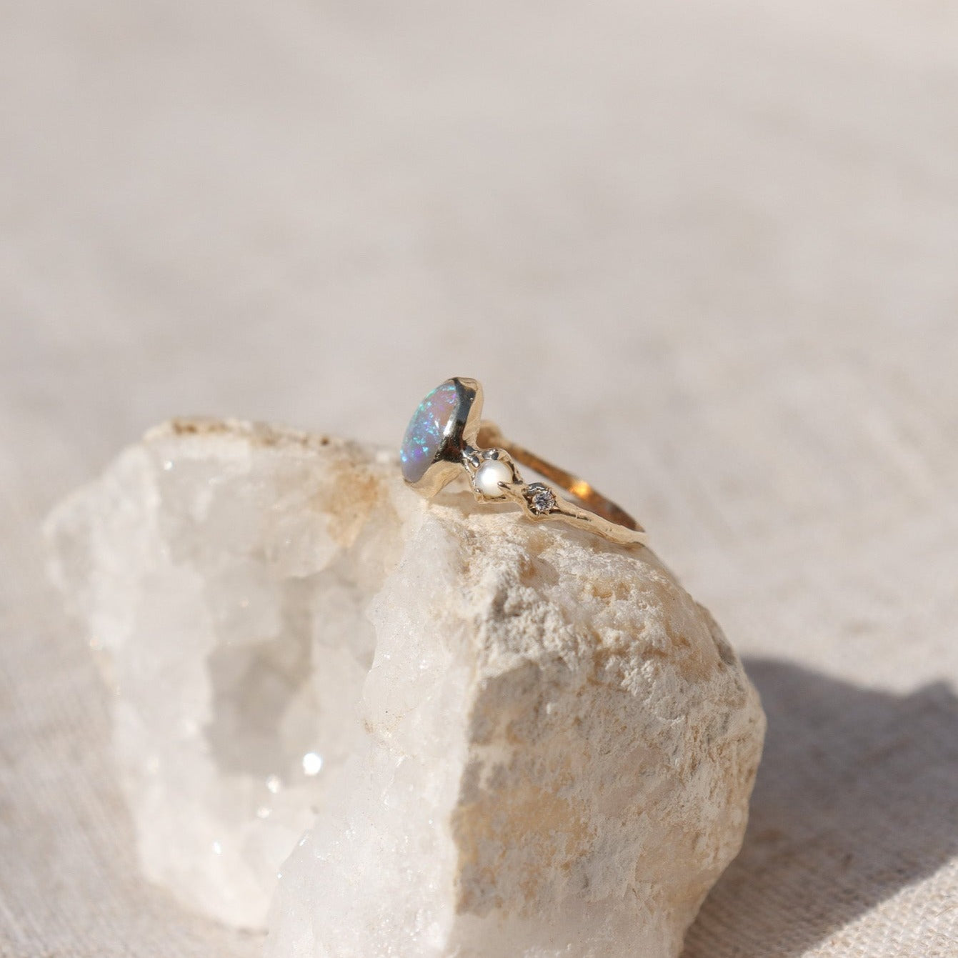 Nerida Ring | Opal, MOP, Diamonds, 14k Gold