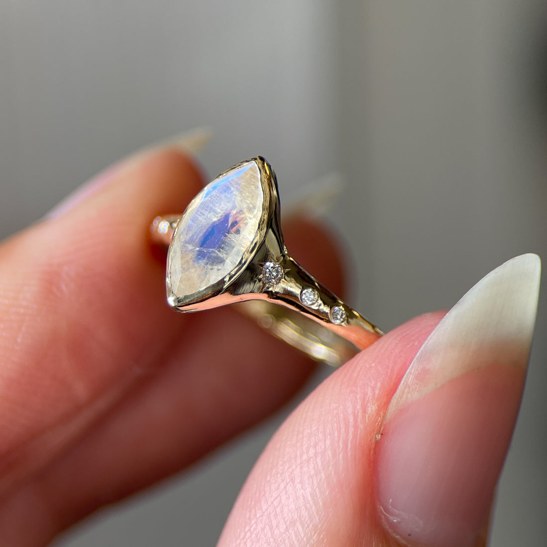 Custom Moonstone Engagement Ring