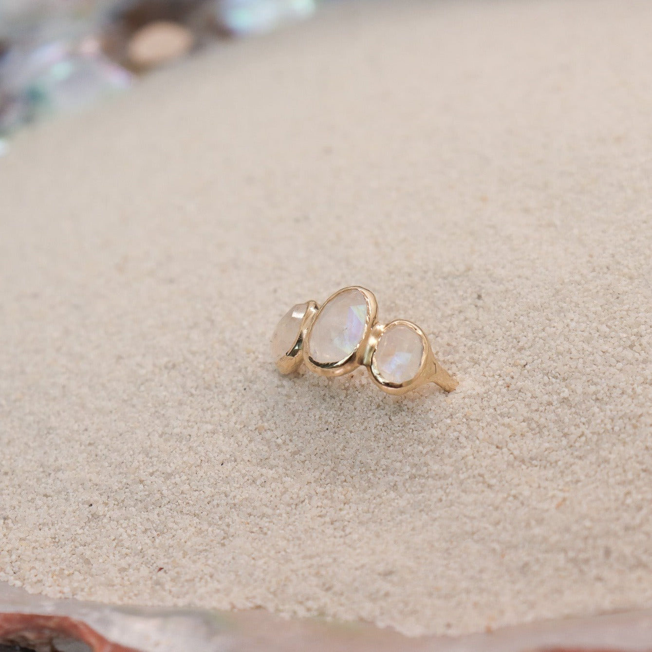 Trio Ring | Moonstone, 14k Gold
