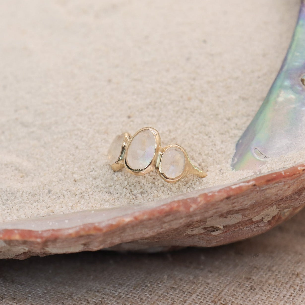Moonstone Trio Ring | 14k Gold