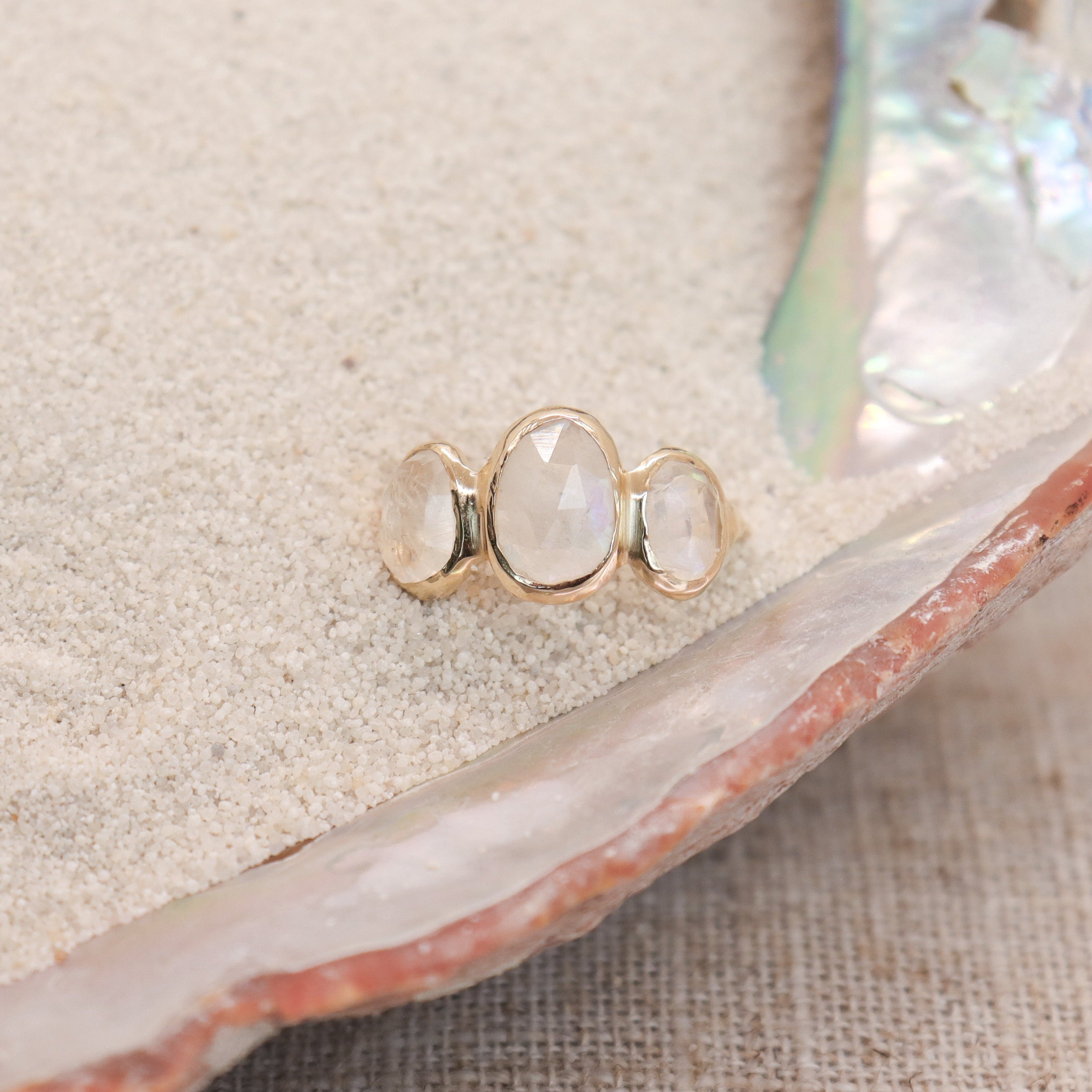Moonstone Trio Ring | 14k Gold