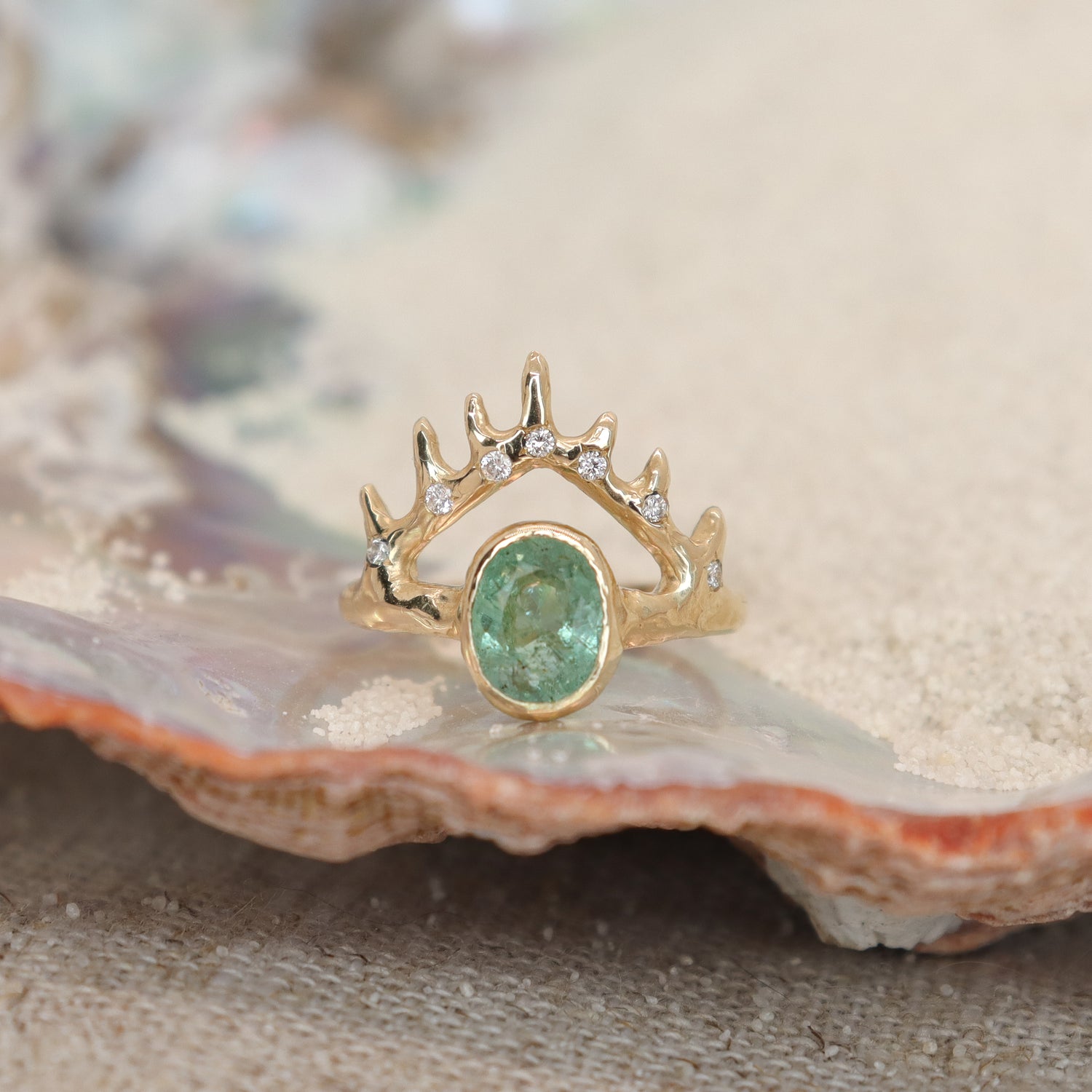 Atlantean Crown Ring | Paraiba Tourmaline, Diamonds, 14k Gold