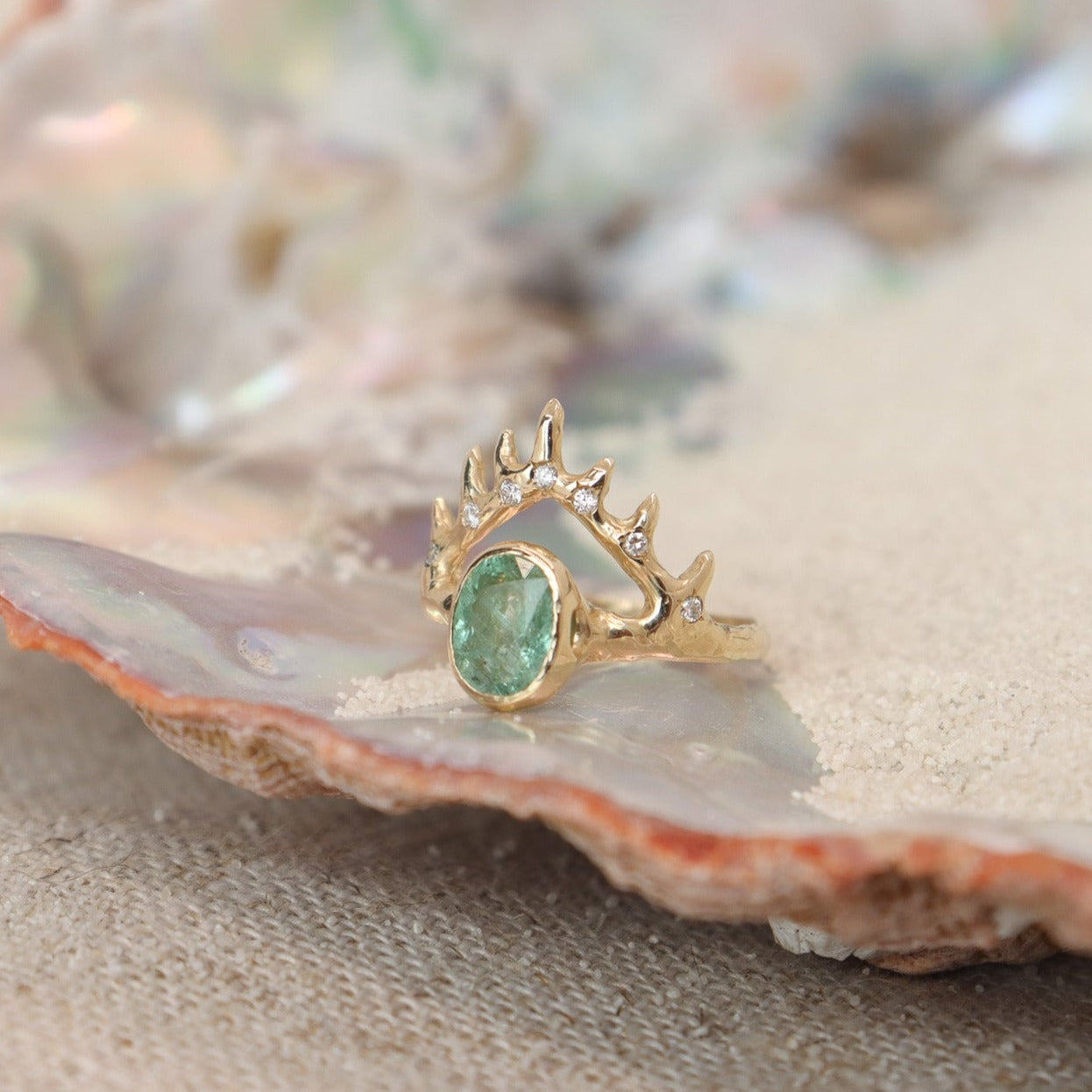 Atlantean Crown Ring | Paraiba Tourmaline, Diamonds, 14k Gold