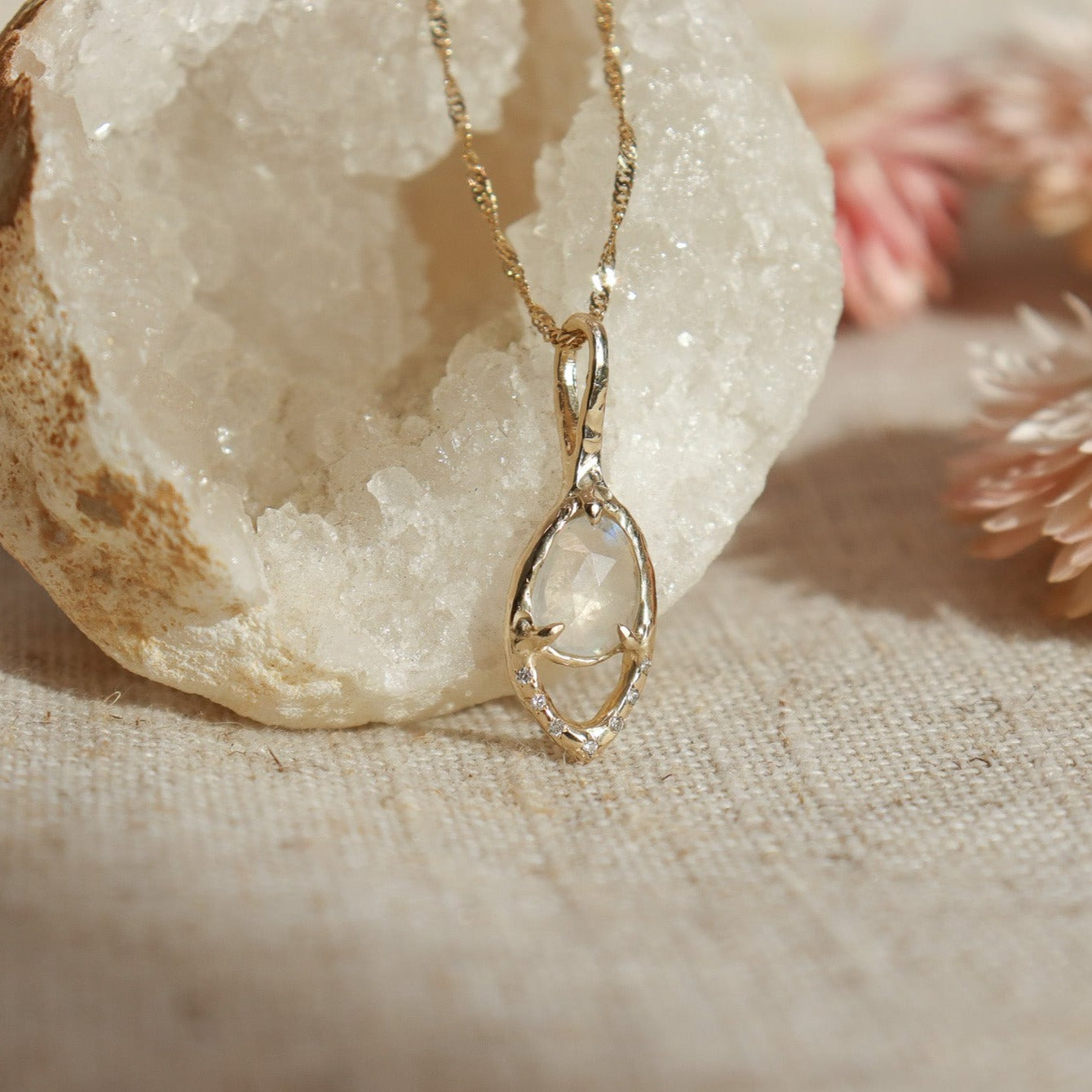Starlight Charm | Moonstone, Diamonds, 14k Gold
