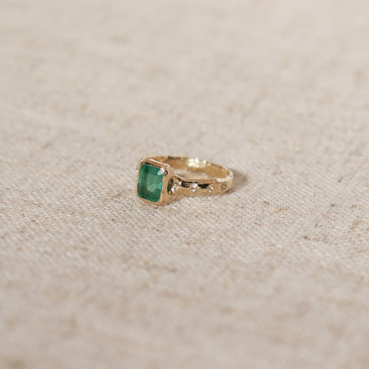 Emerald and Moonstone Ethereal Dream Ring | 14k Gold