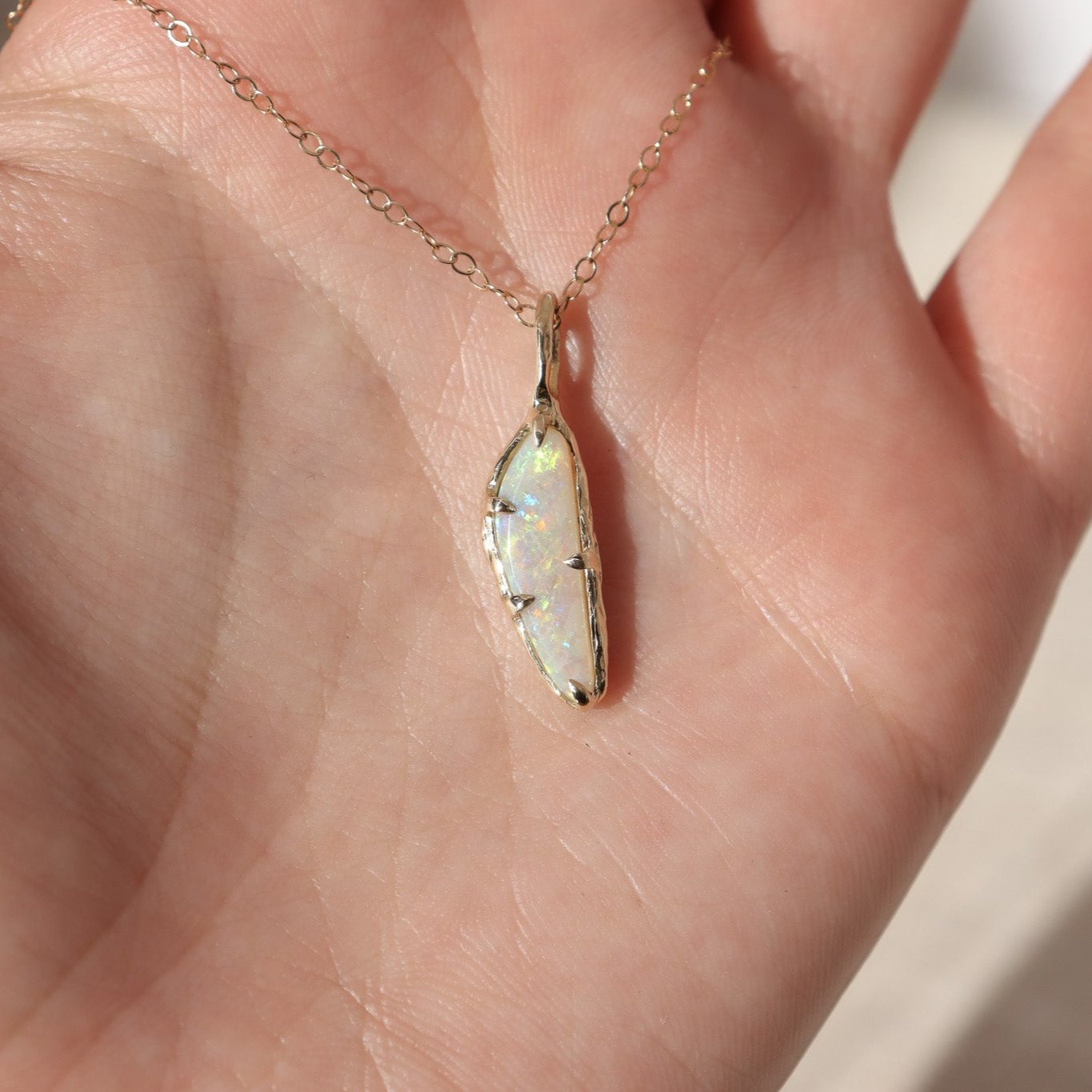 Opal Sliver Charm | 14k Gold