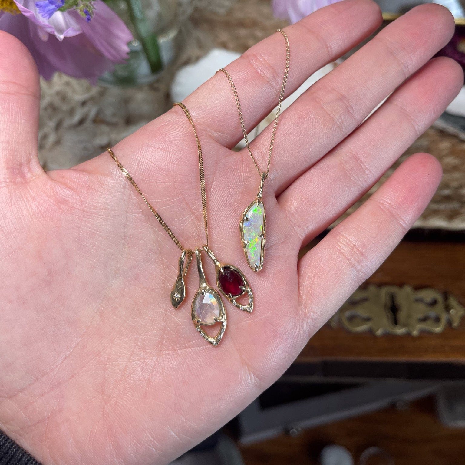 Starlight Charm | Garnet, Diamonds, 14k Gold