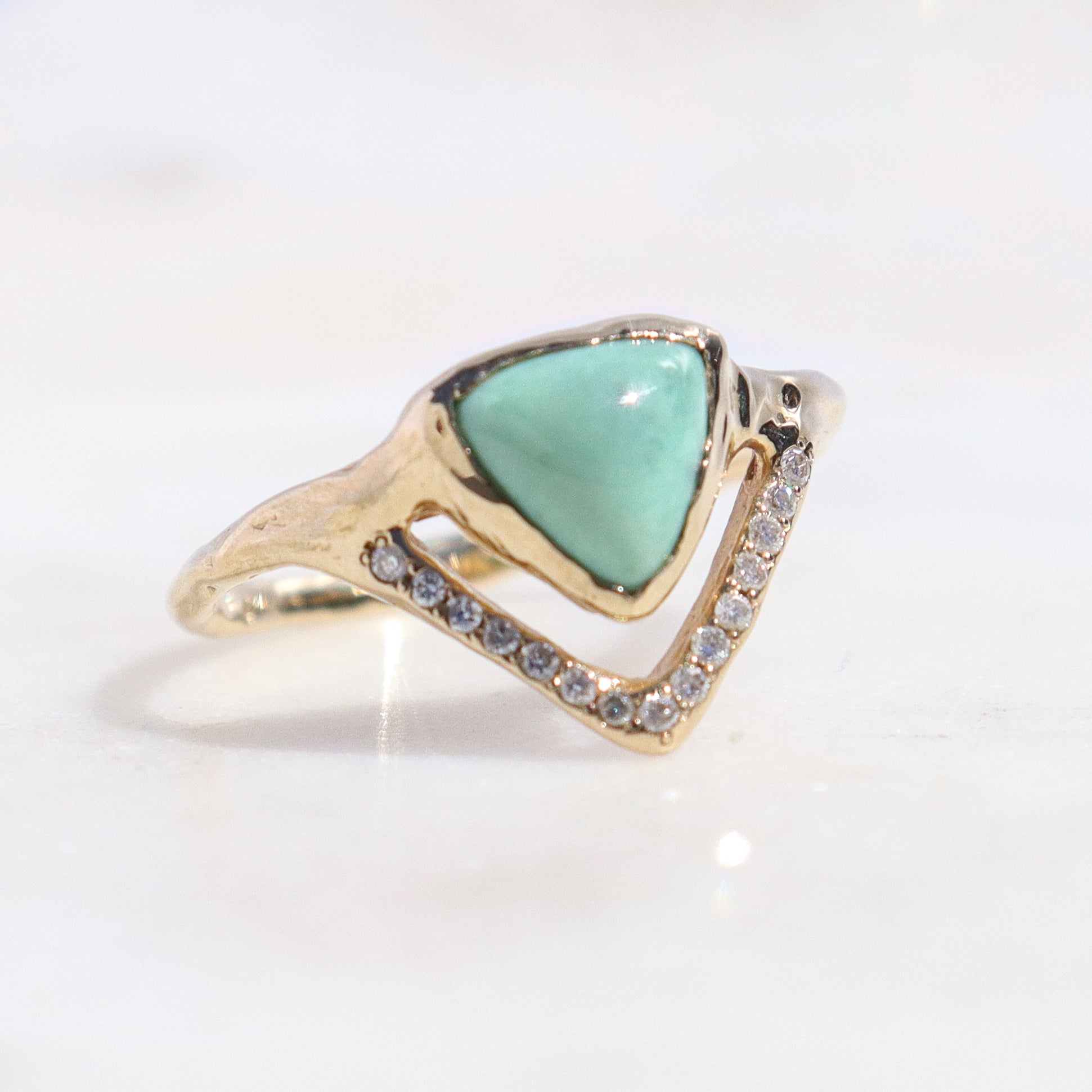 Trillion Variscite with Pave Diamonds | 14k Gold