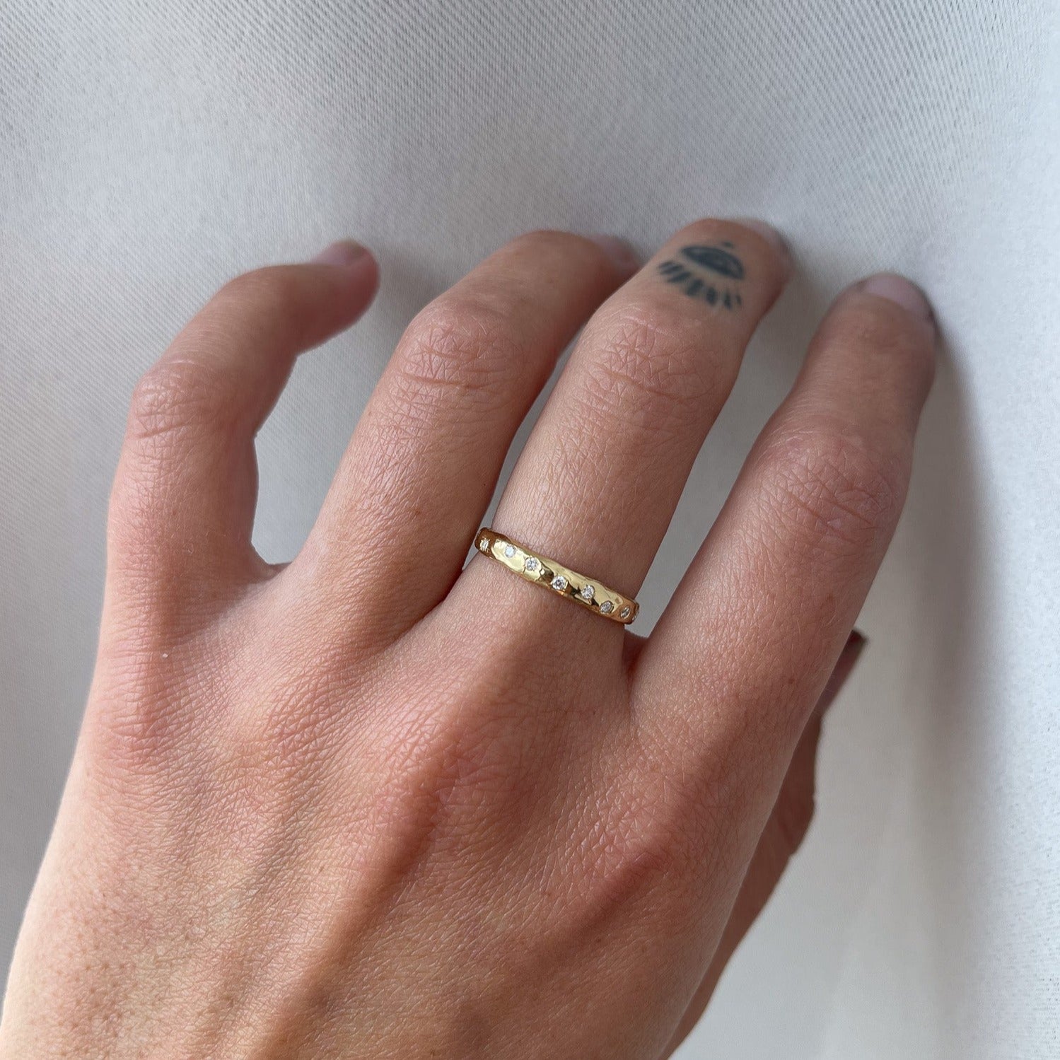 Custom Wide Isle Band with Diamonds