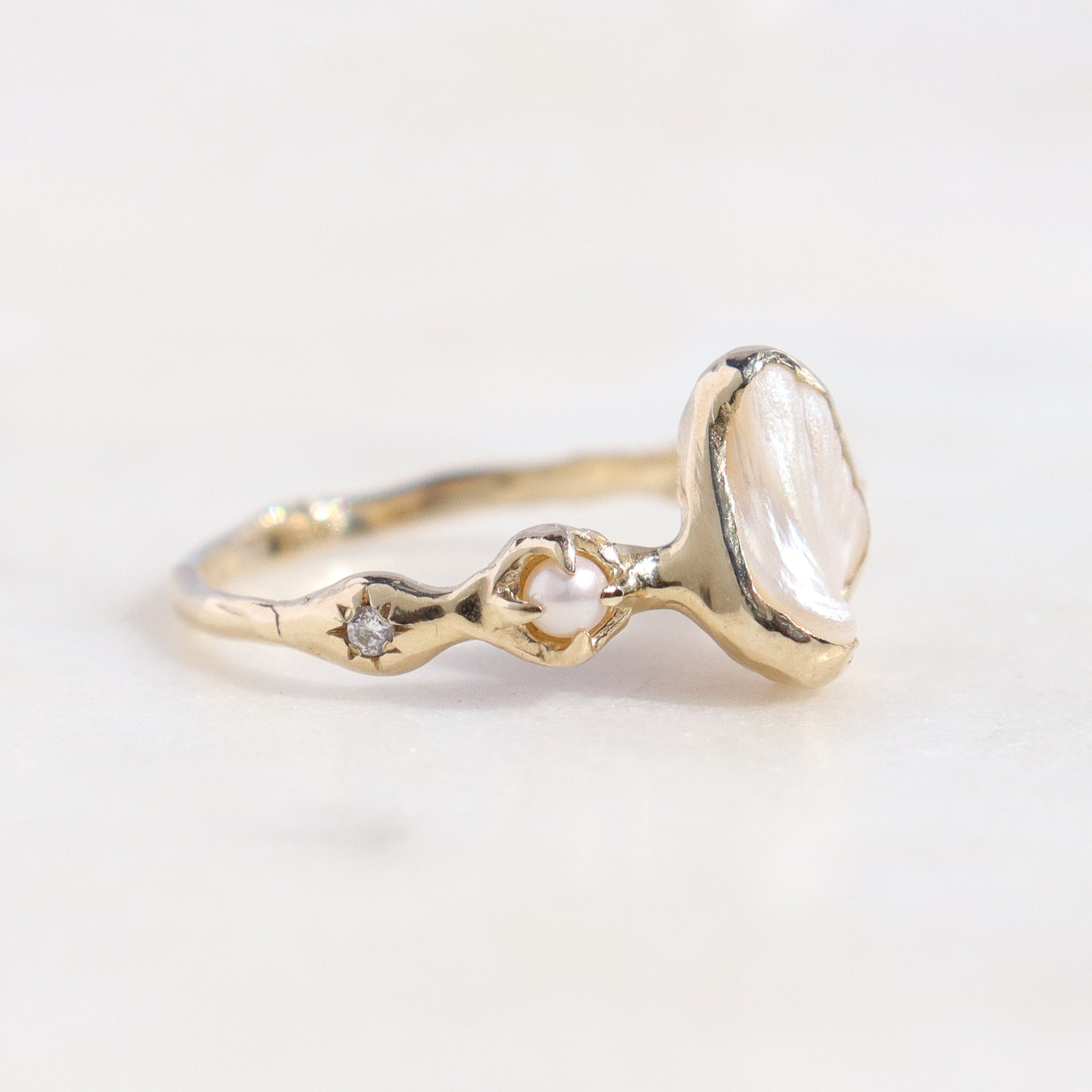 Nerida Ring | Pearls, Diamonds 14k Gold