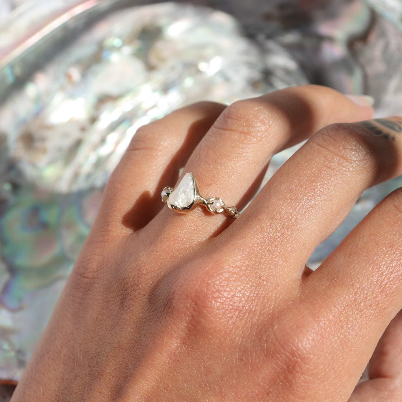 Nerida Ring | Pearls, Diamonds 14k Gold