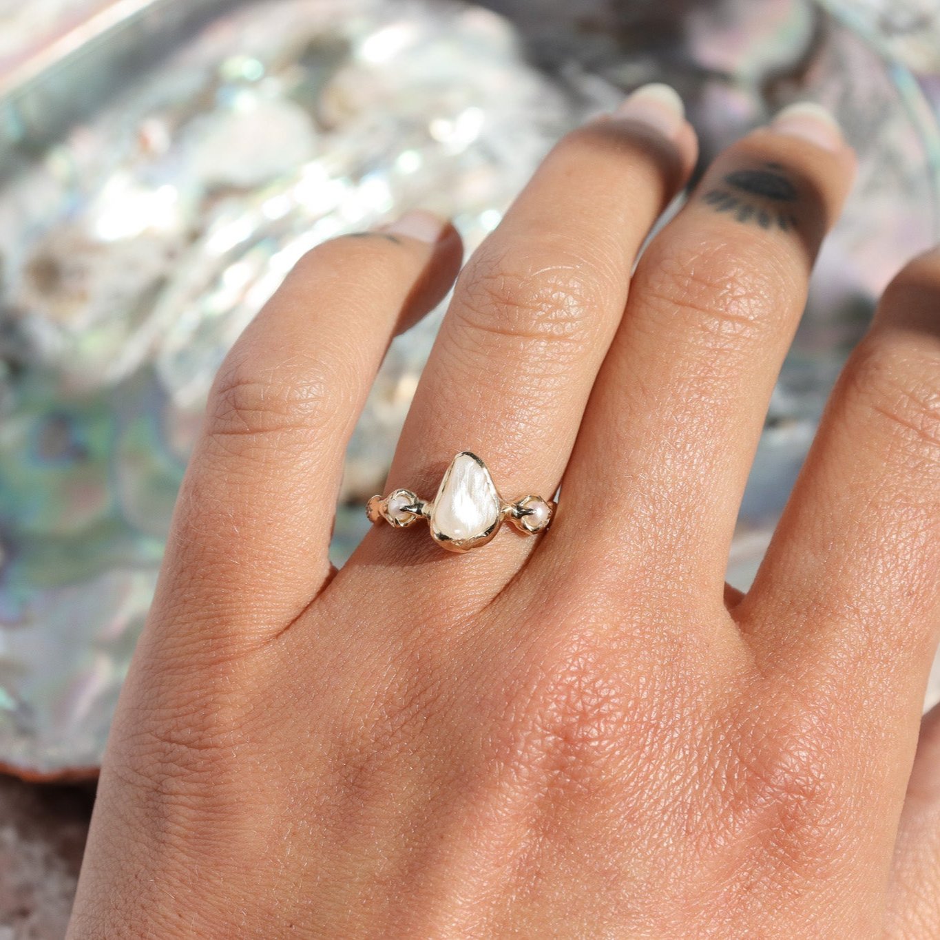 Nerida Ring | Pearls, Diamonds 14k Gold