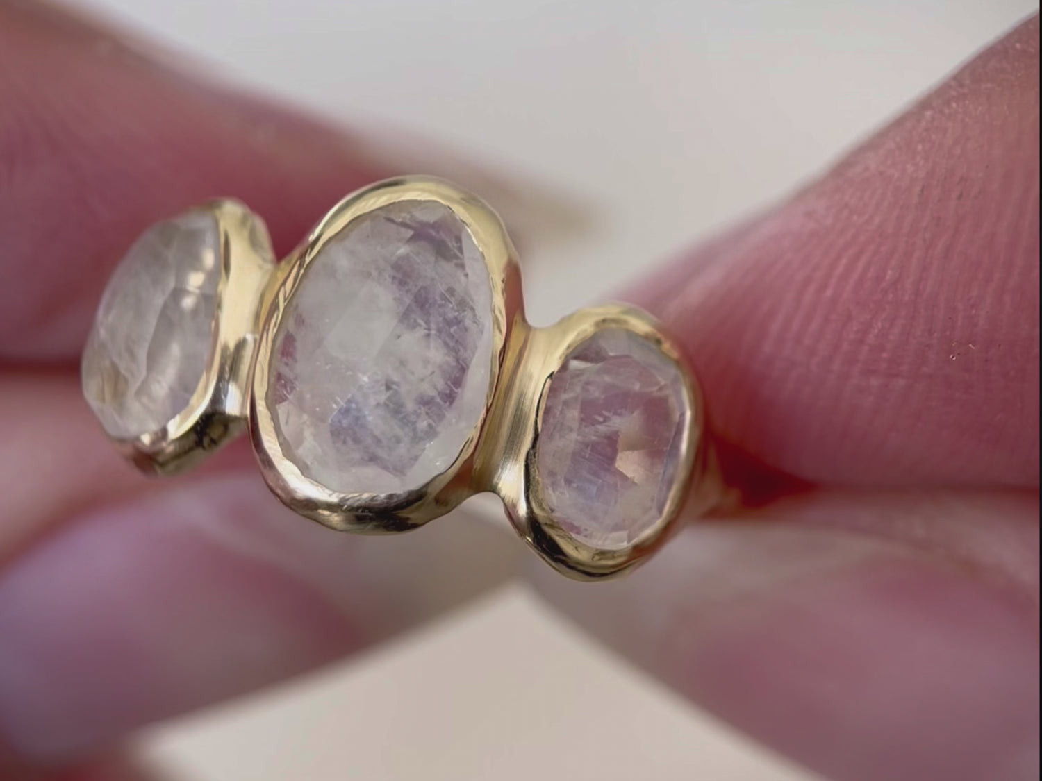 Trio Ring | Moonstone, 14k Gold