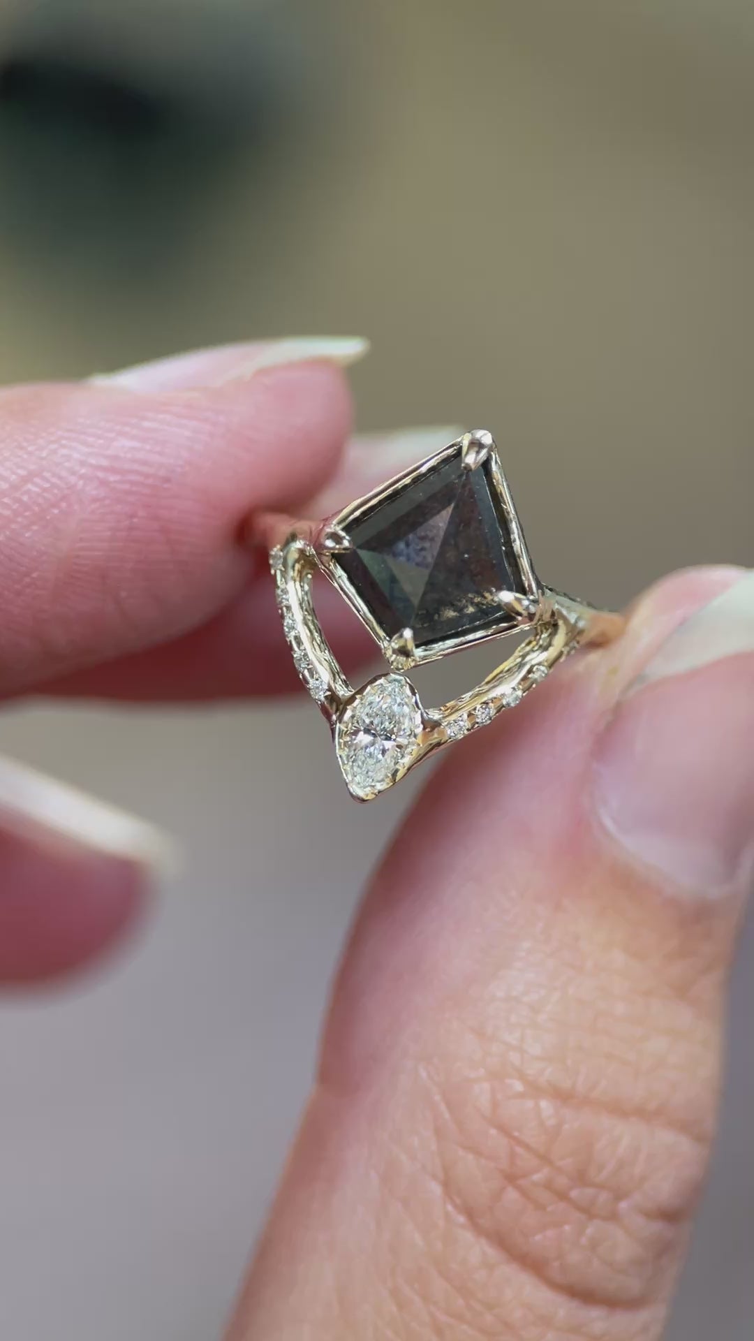 Reflections Ring | Salt and Pepper Diamond, White Diamonds, 14k Gold