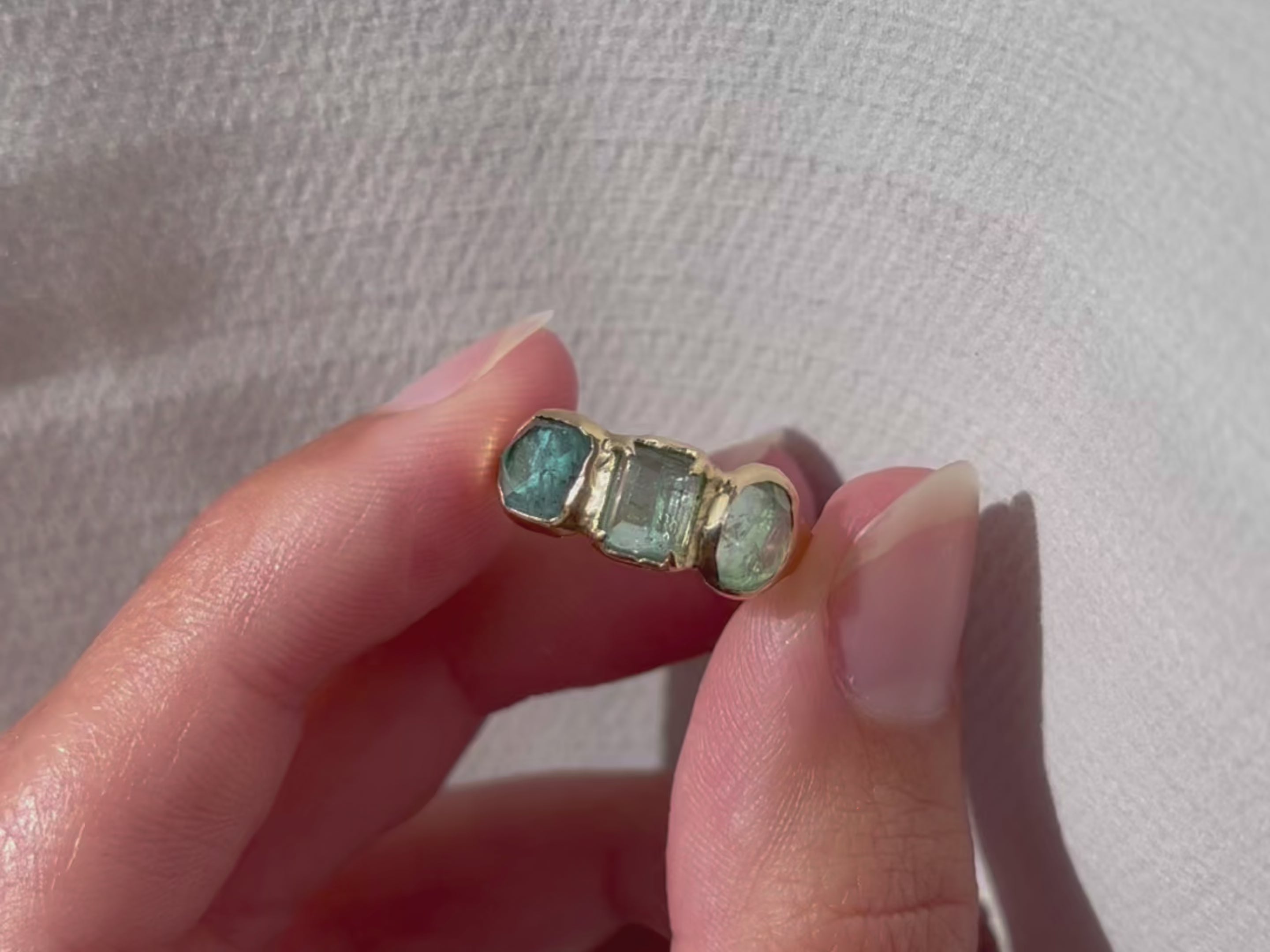 Trio Ring | Ombre Blue Tourmaline, 14k Gold