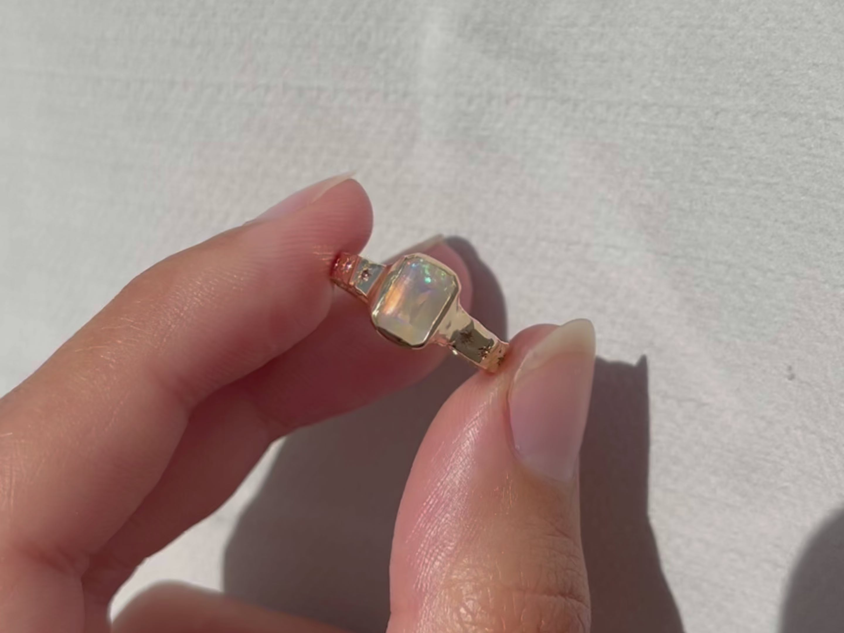 Ethereal Dream Ring | Opal, Ombre Pink Sapphires, 14k Gold