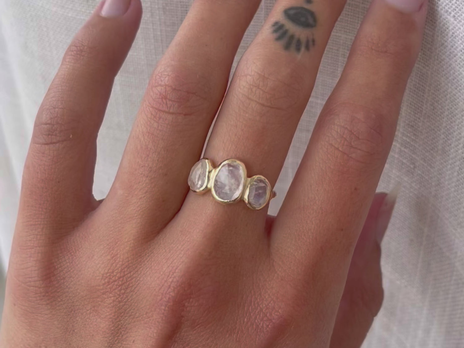Trio Ring | Moonstone, 14k Gold