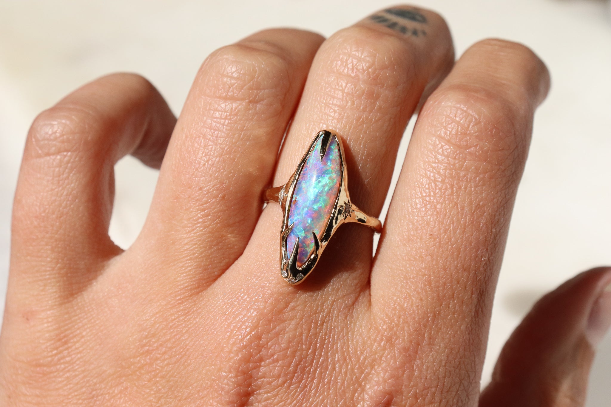 Custom Pipe Opal Ring