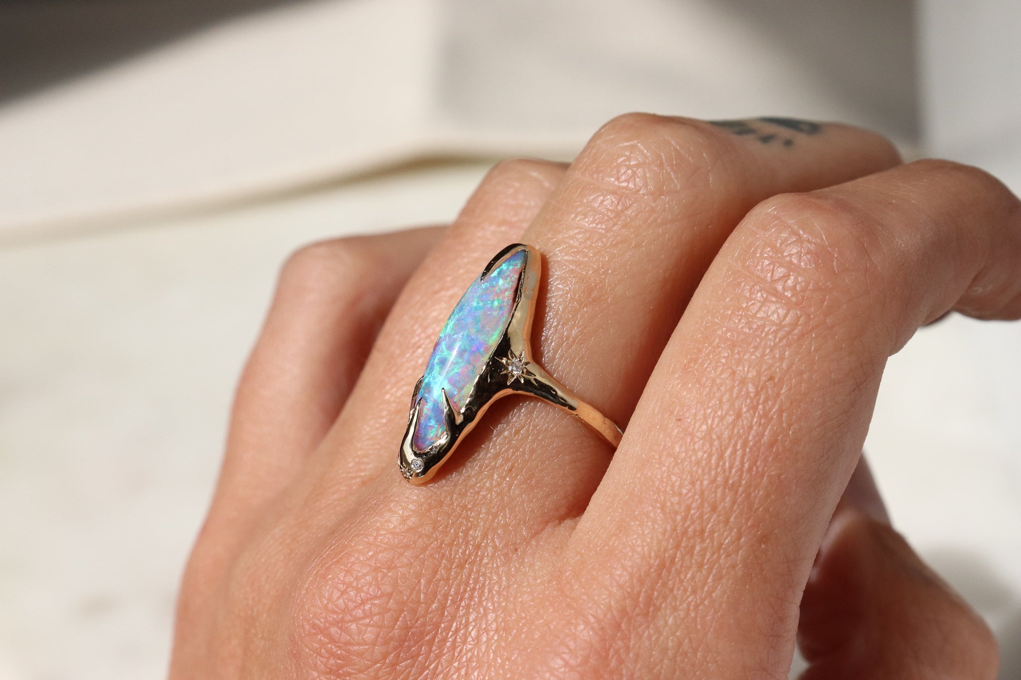 Custom Pipe Opal Ring
