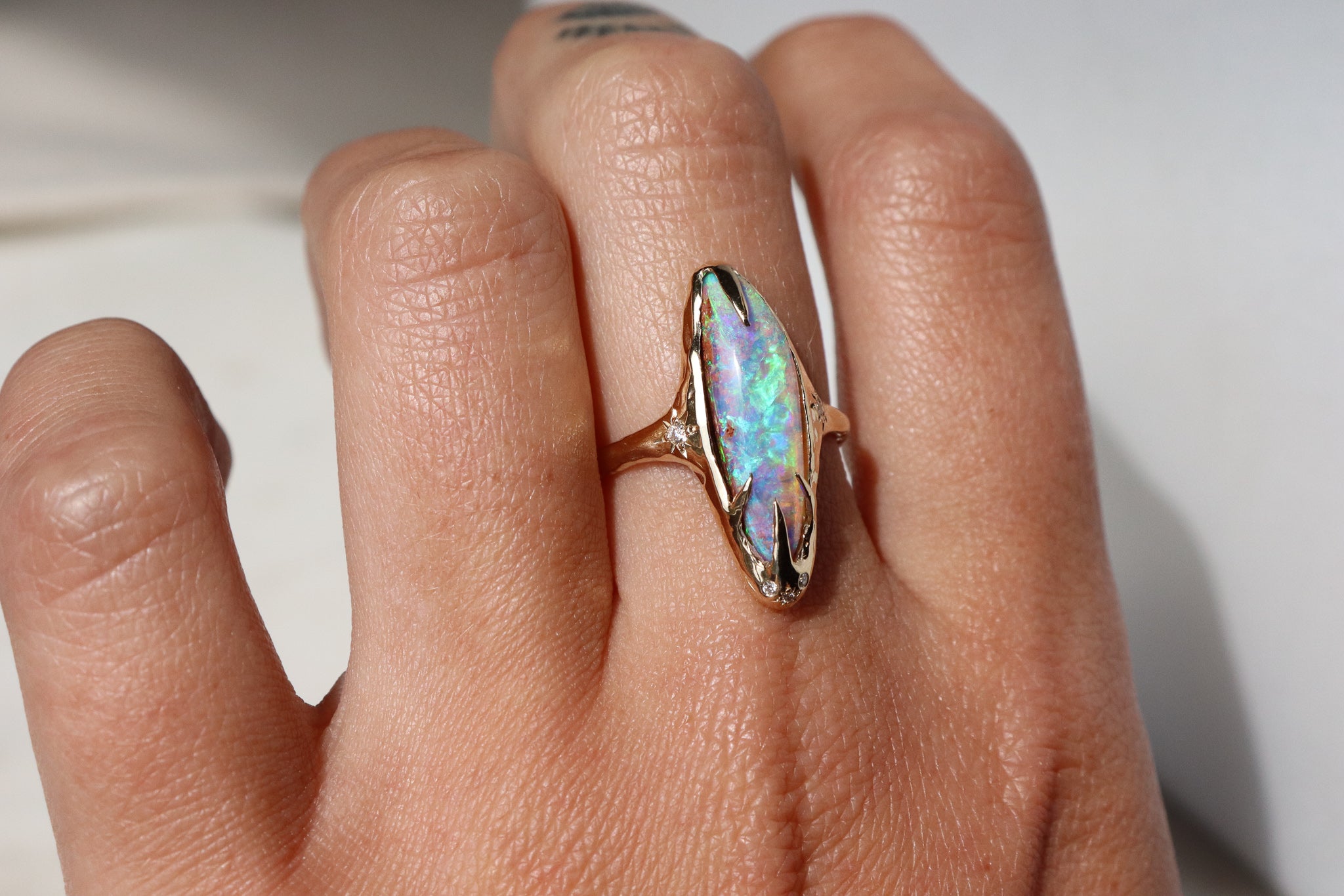 Custom Pipe Opal Ring