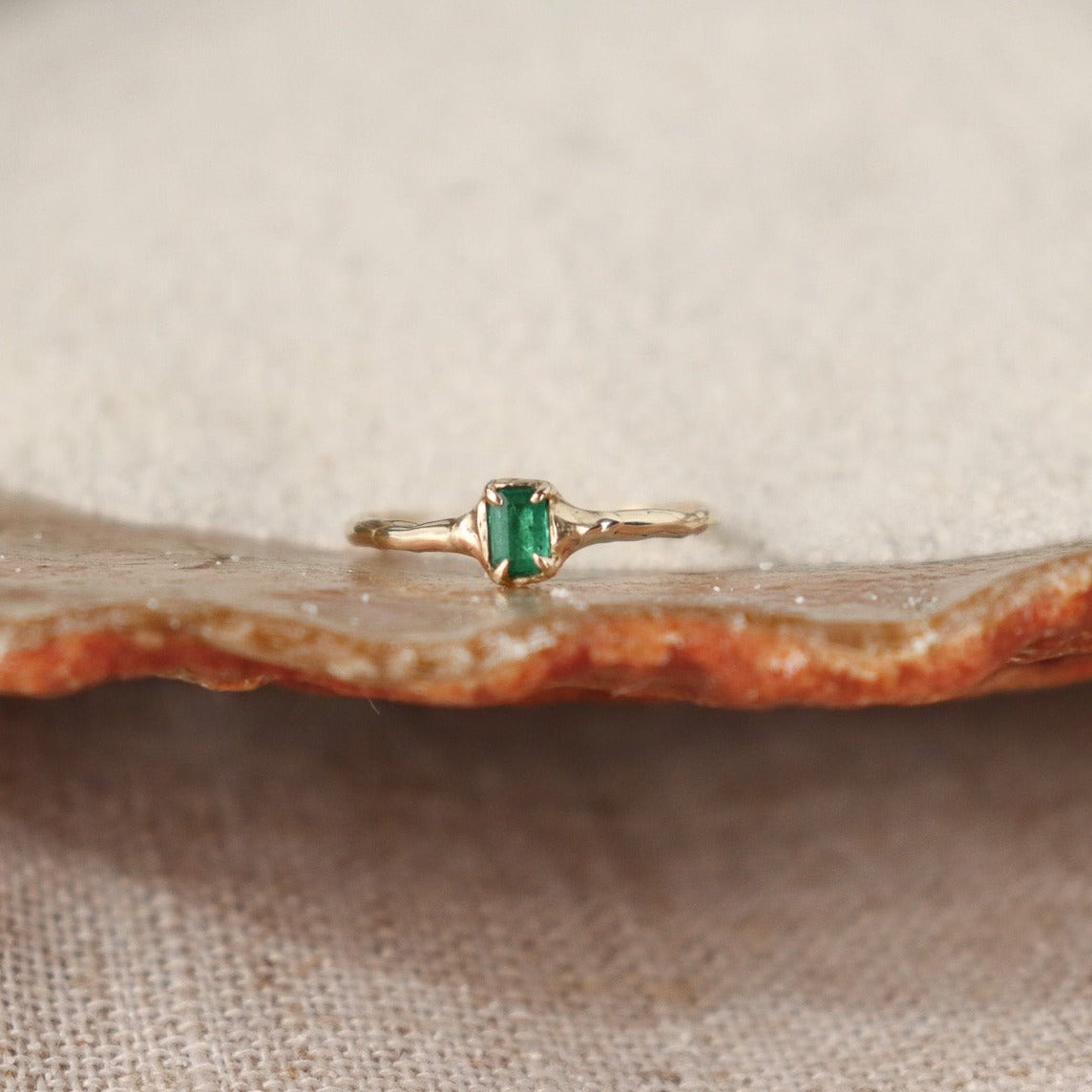 Mini Prong Emerald Ring | Emerald, 14k Gold