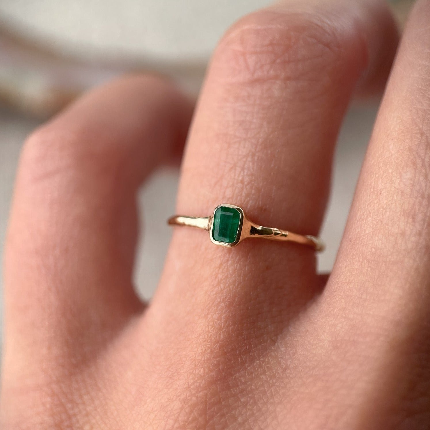 Mini Emerald Ring | Emerald, 14k Gold