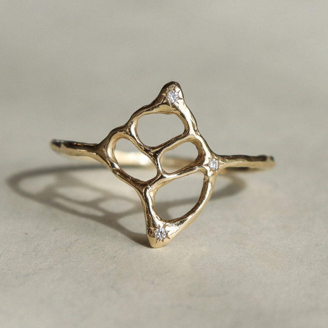 The Sacred Sea | 14k Gold Conch Shell Ring with Diamonds